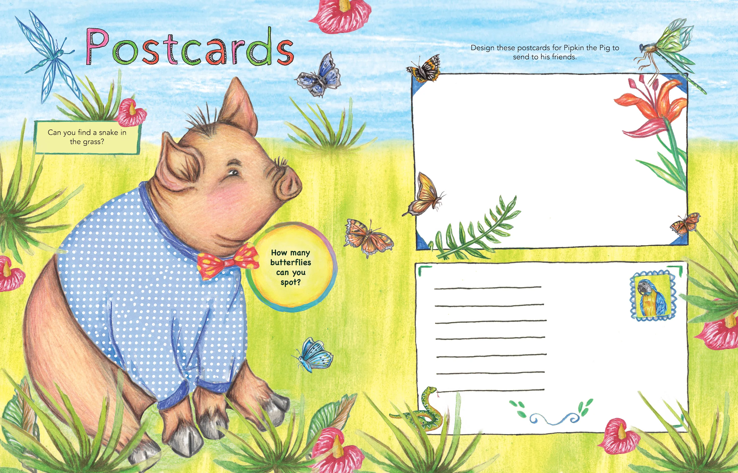 Piggy postcard design