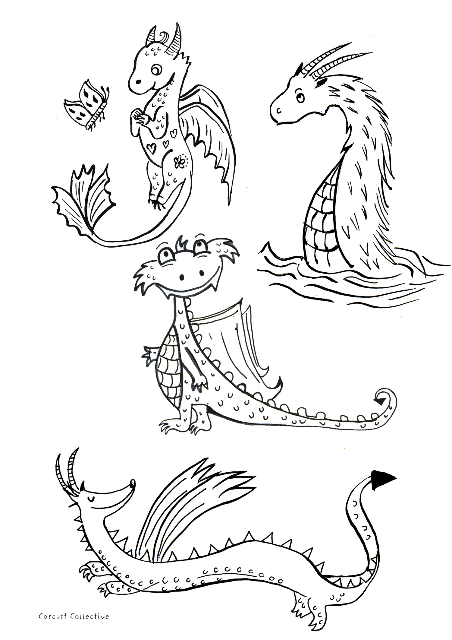 Dragon colouring pages — Corcutt Collective