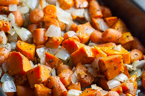 Roasted Sweet Potatoes and Carrots