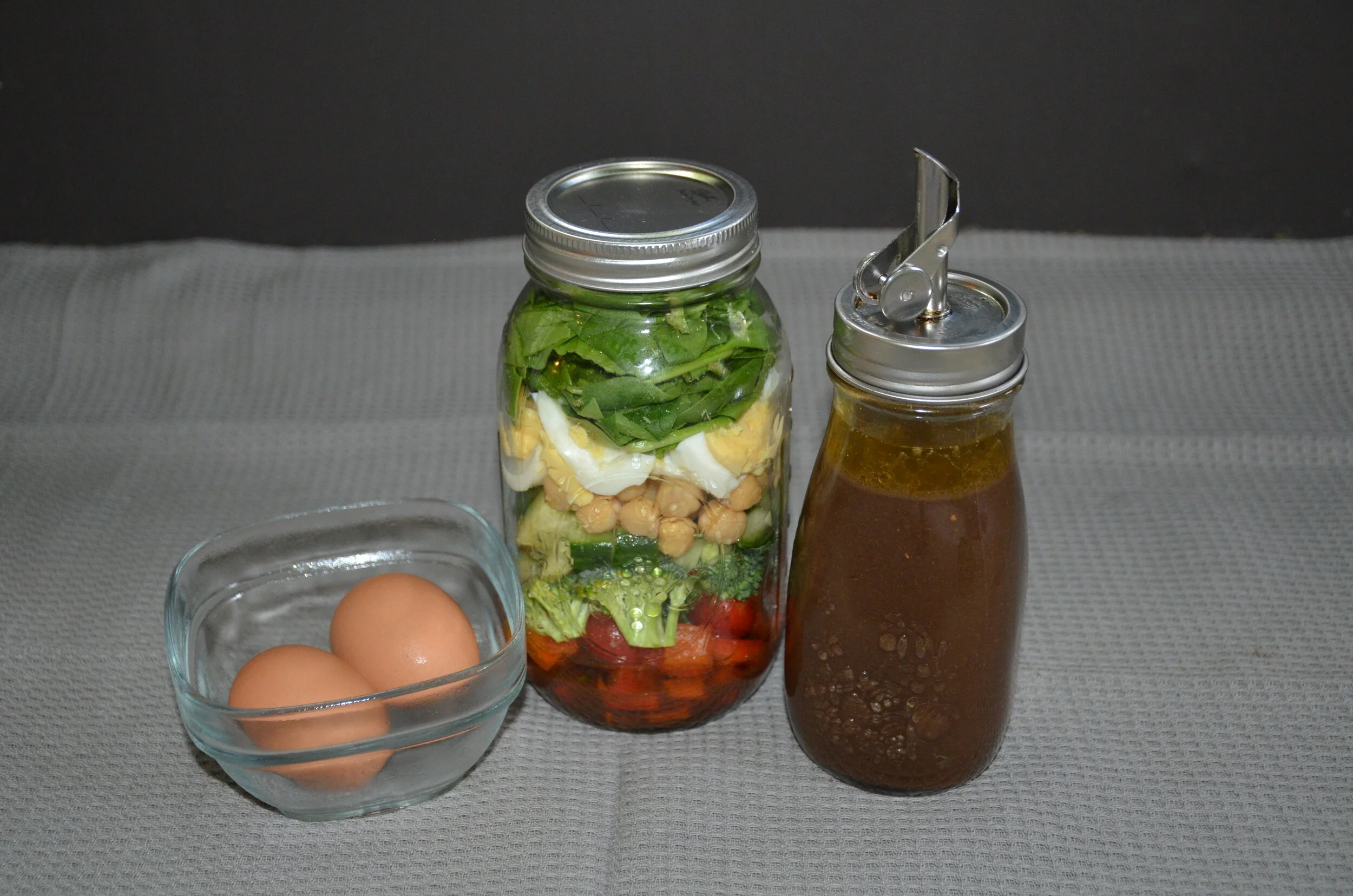 Spinach Egg Mason Jar Salad