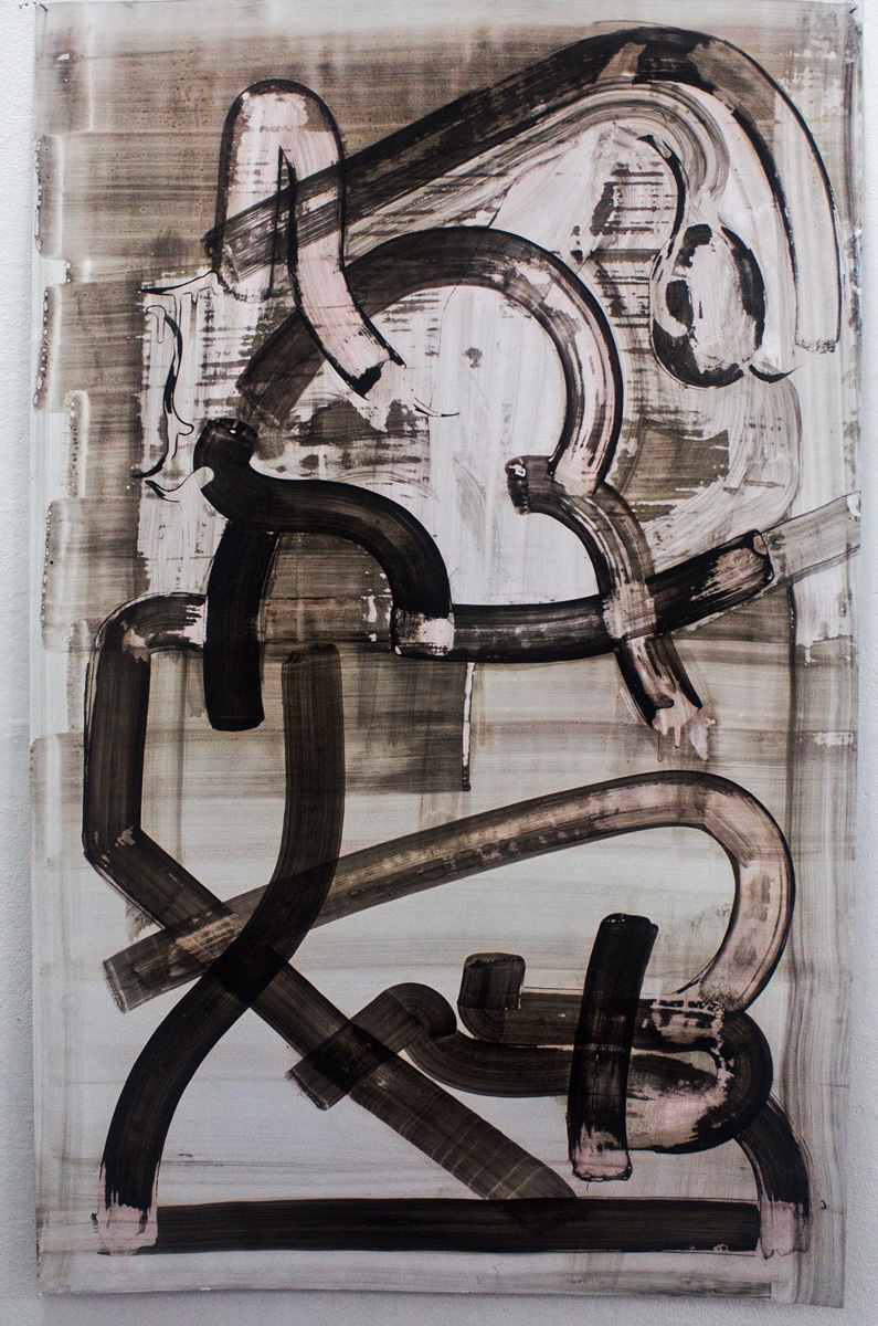   Pun to aching space  2015 Acrylic and ink on paper 94cm x 60cm 