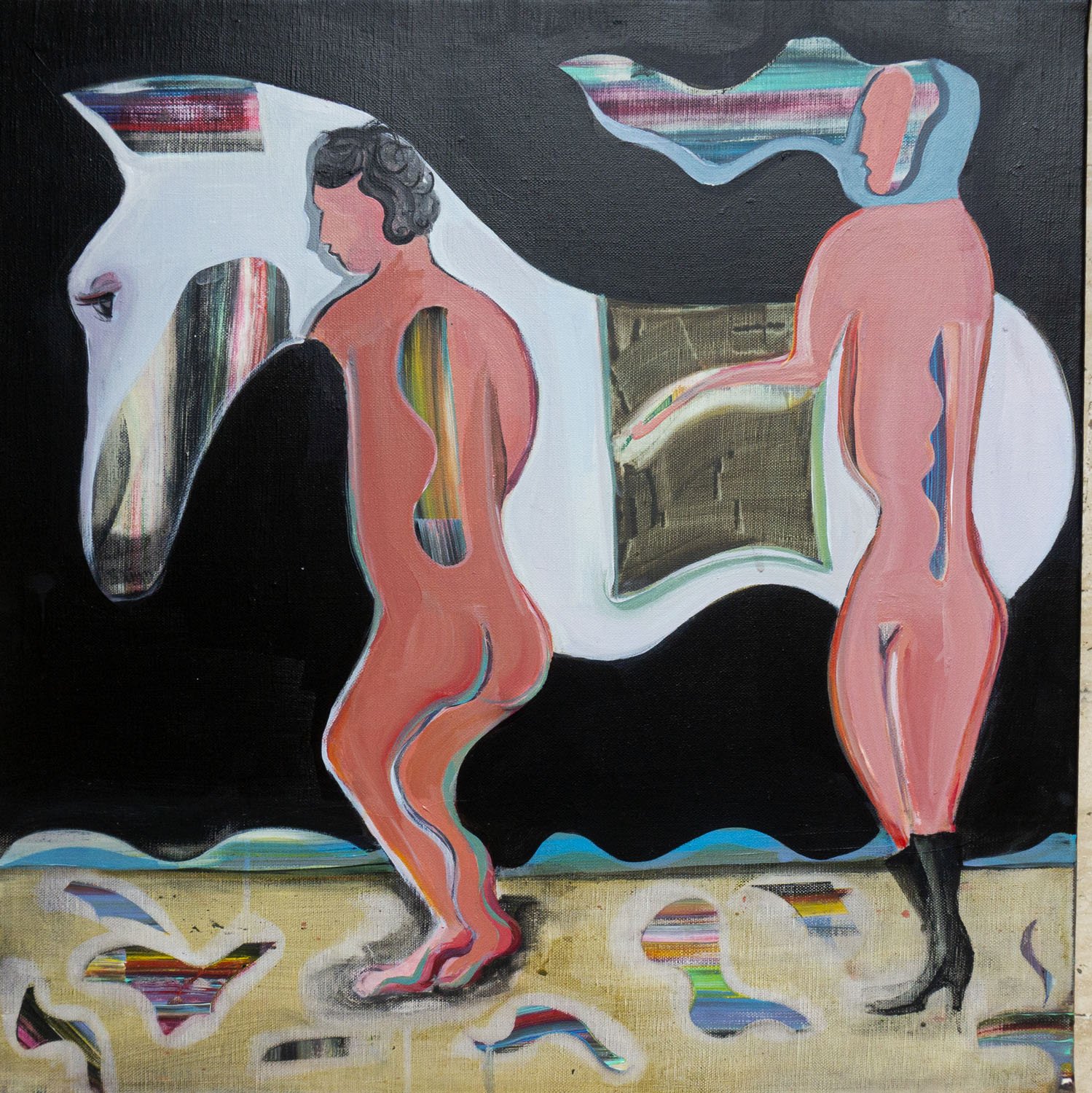  Horse whisperers at night 2021 Acrylic on canvas 50 x 50cm 