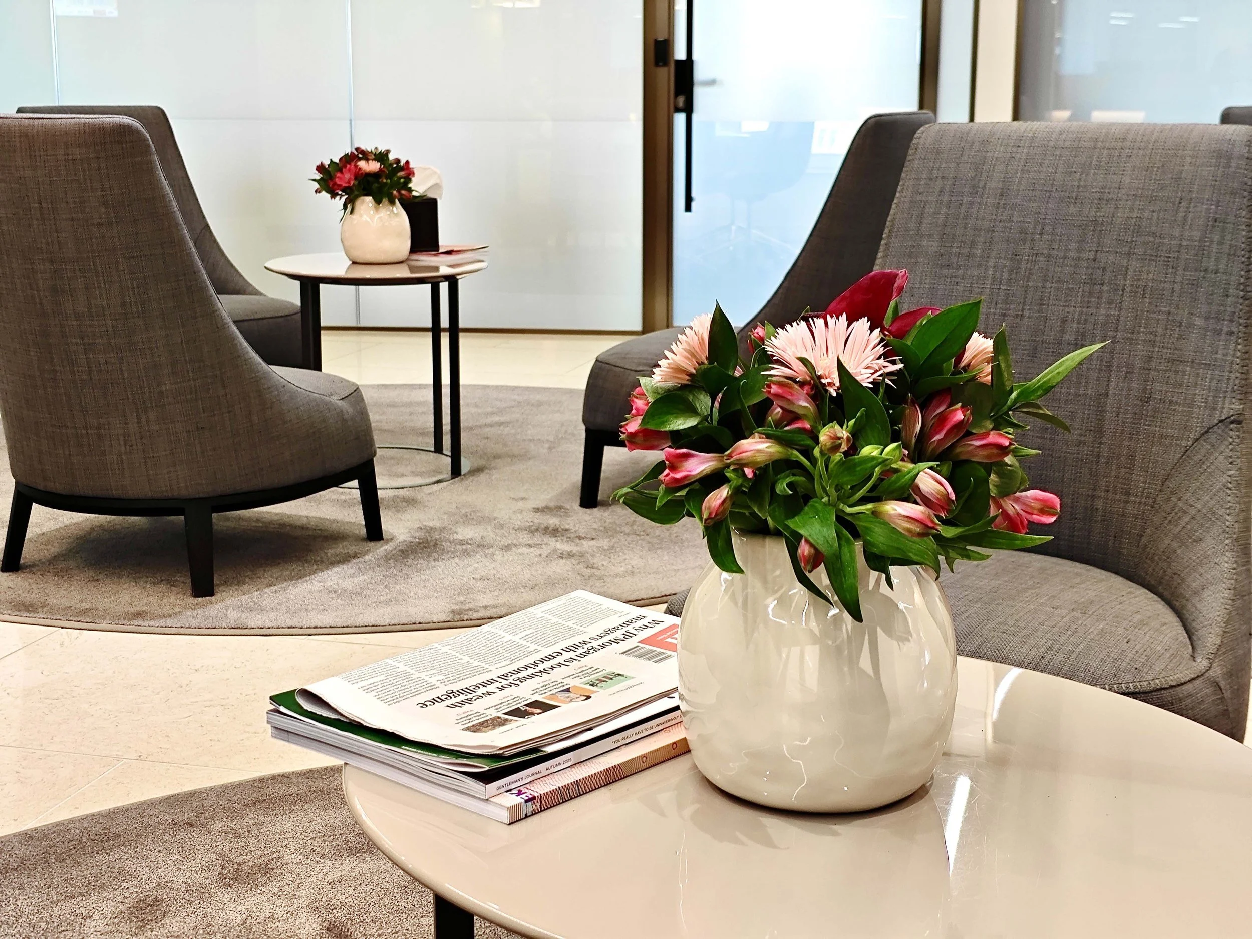 Office Reception Lobby Coffee Table Flowers, Knightsbridge.jpg