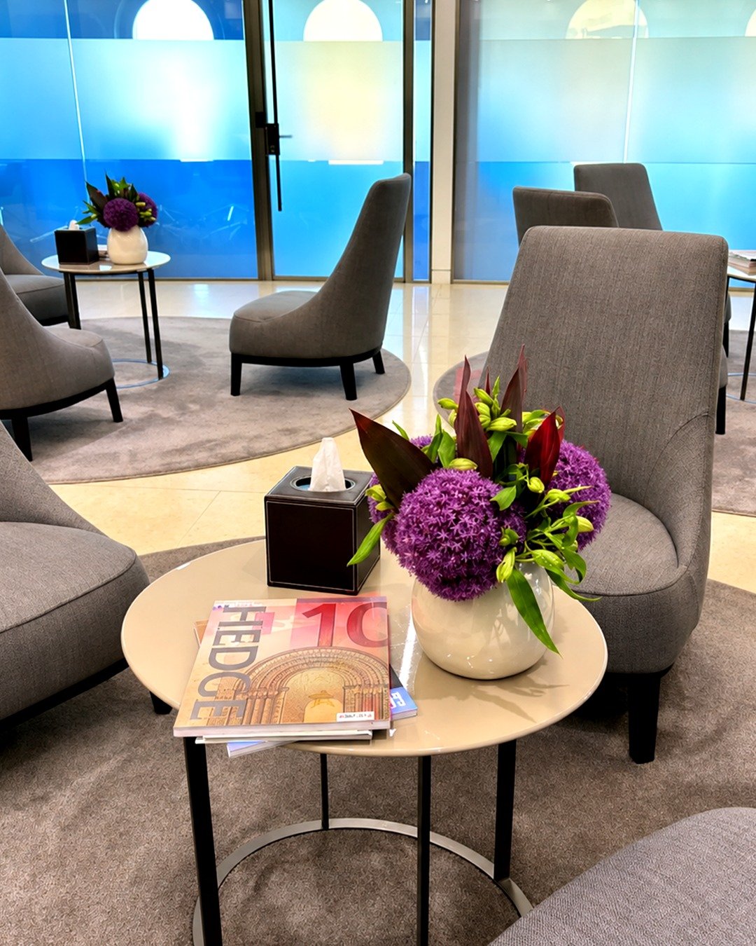 Thoughtfully designed flowers can transform the feel of a commercial space.

This vibrant arrangement brings colour, texture and a refined floral detail to a contemporary office environment, creating a welcoming atmosphere for clients, visitors and t
