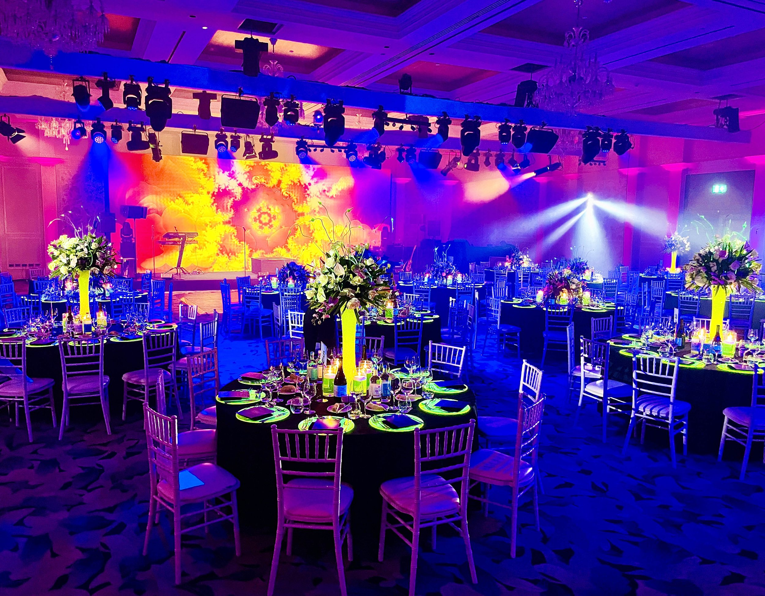 Luxury Black Tie Corporate Gala UV Event Flowers, London