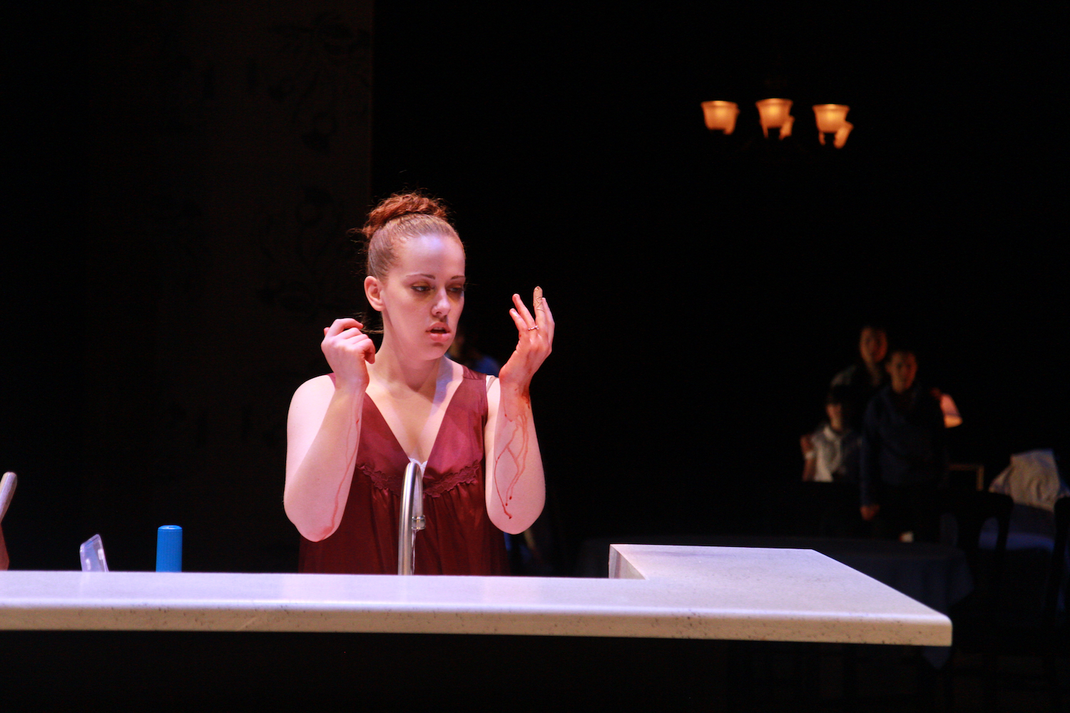  Caley Chase, Fiona Hyland, Yaznil Baez, and Danielle Frankel in MACBETH. Photo by Mike Lovett. 