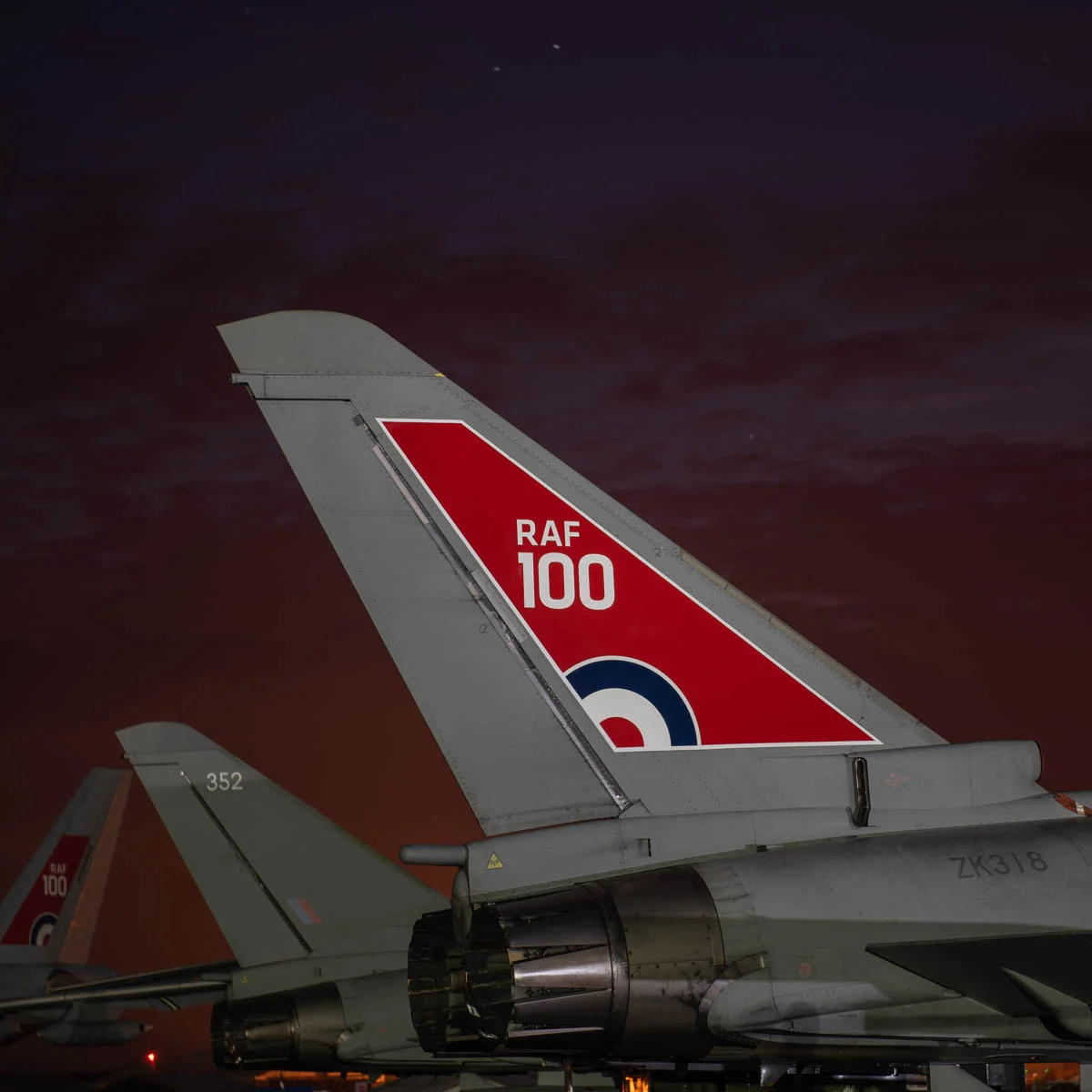Special RAF 100 tail on the Typhoon display aircraft.