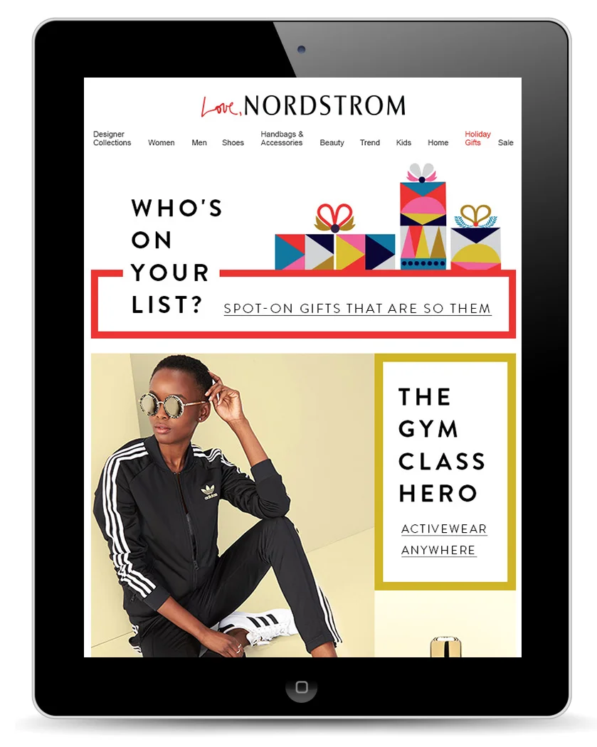Curated shopping lists were represented by 8 different personas like the fashion lover, the traveler, and the gym class hero - shoppable on site and via email