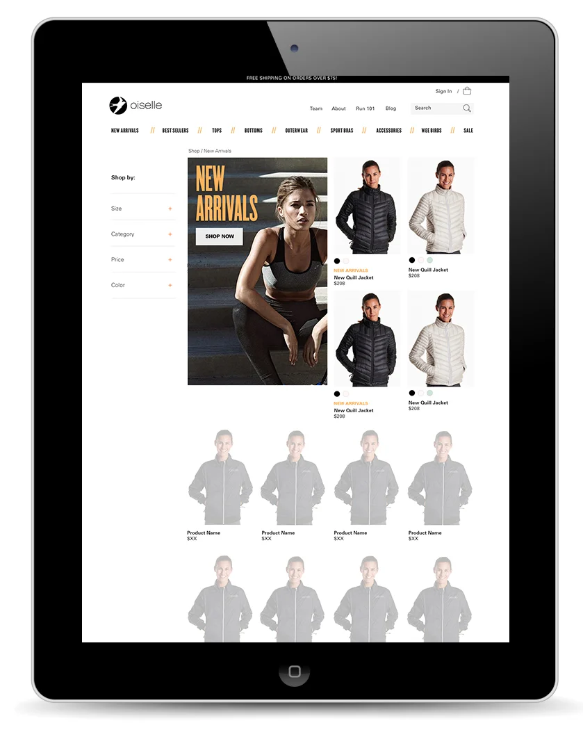 Category results page with flexible promo tile
