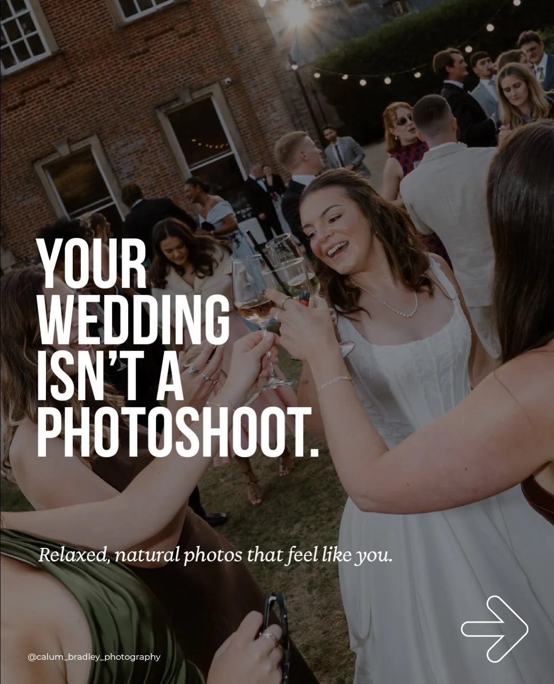 Your wedding isn&rsquo;t a photoshoot.

You&rsquo;ve spent months planning your wedding. The last thing you want is to spend the day being told where to stand, what to do and when to smile.

My approach is relaxed, natural and documentary-led. I&rsqu