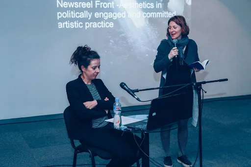 Festival organizer, Elena Veljanovska introduces a speaker.