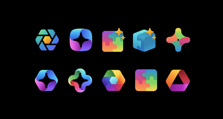  Playful explorations of Azure icons for different requests, experimenting with form, gradients, and color. 