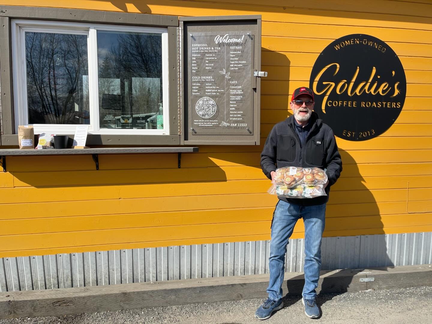 Our Lucy&rsquo;s courier restocking breakfast cookies &amp; poppy seed muffins 🚗☀️🍪 #glutenfree #peninsuladelivery #supportsmall #alaska #goldiescoffeeroasters #pops