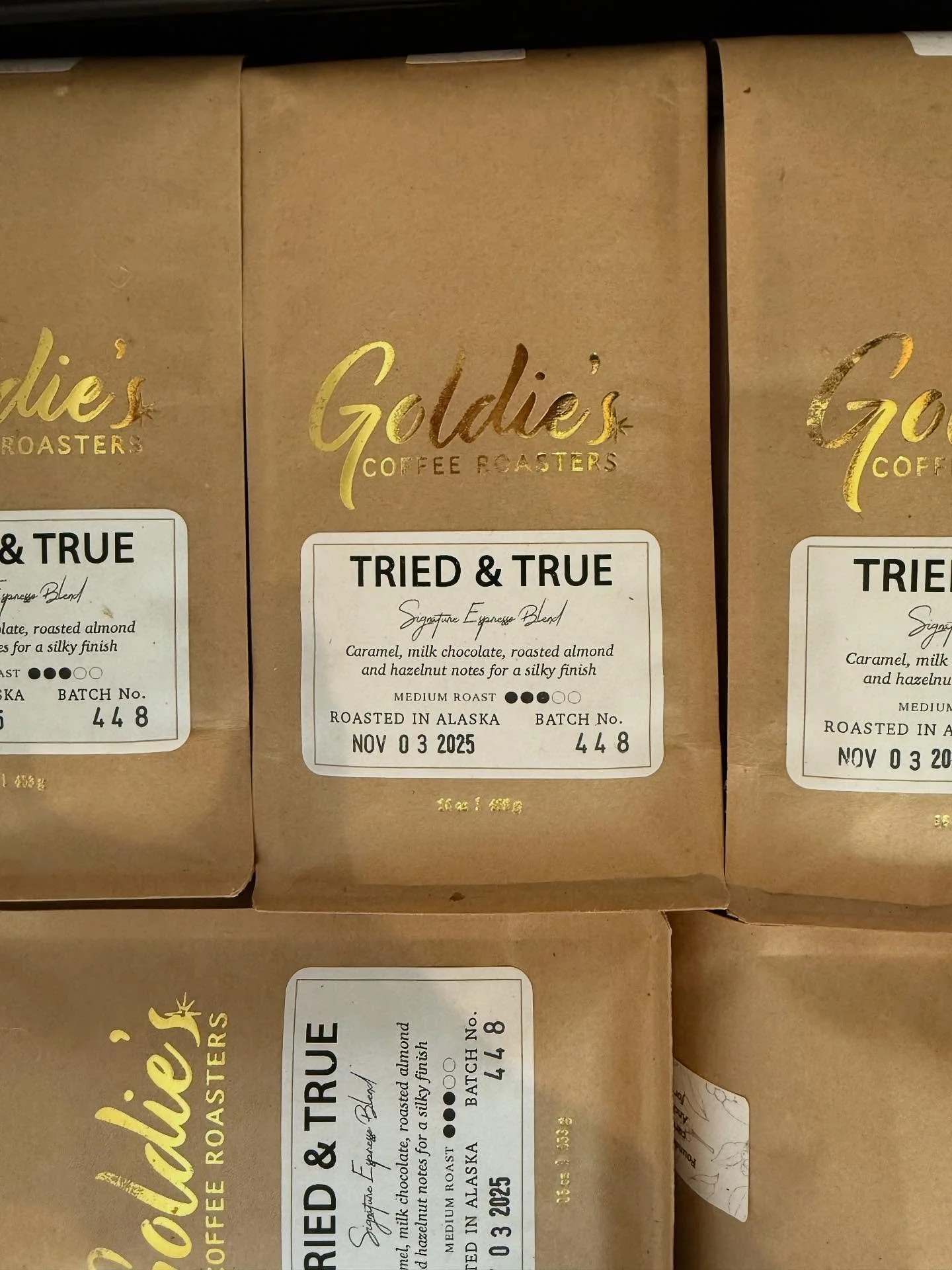 Stocked back up! ☕️🙌✨✨#triedandtrue #alaska #specialtycoffee #womenwhoroast #goldiescoffeeroasters