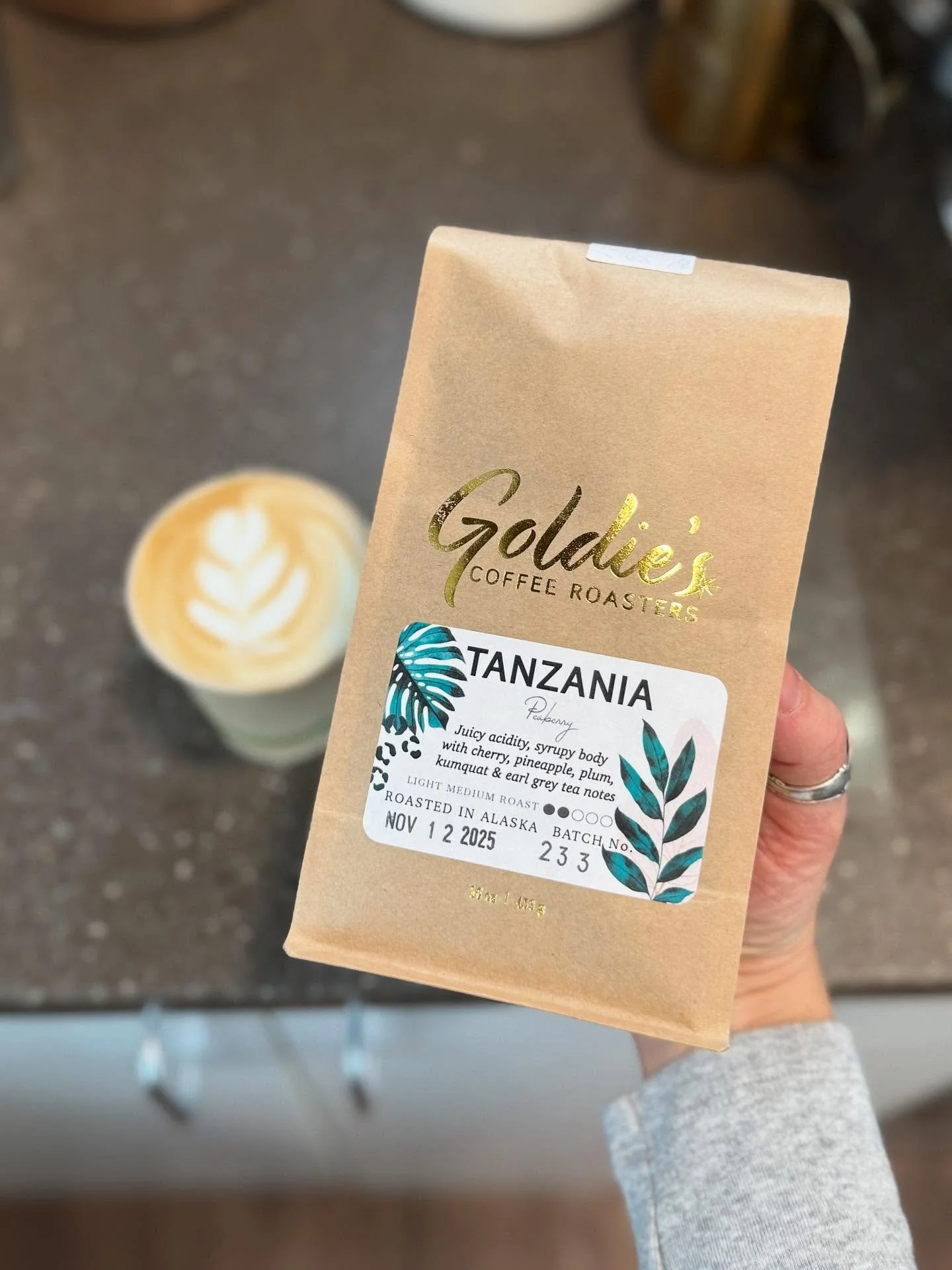 Roasting the last of our Tanzania Peaberry for the year! 🌿🔥☕️ Make sure to grab a bag before we transition into the holidays. #goldiescoffeeroasters #alaska #womenwhoroast #specialtycoffeeroaster #drivethru #cafe