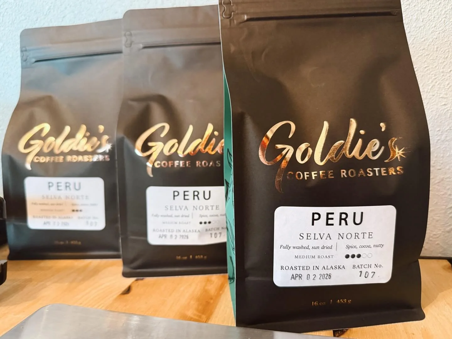 Peru Selva Norte- our April coffee of the month! ☕️✨ #goldiescoffeeroasters #alaska #womenwhoroast #specialtycoffee #drivethru