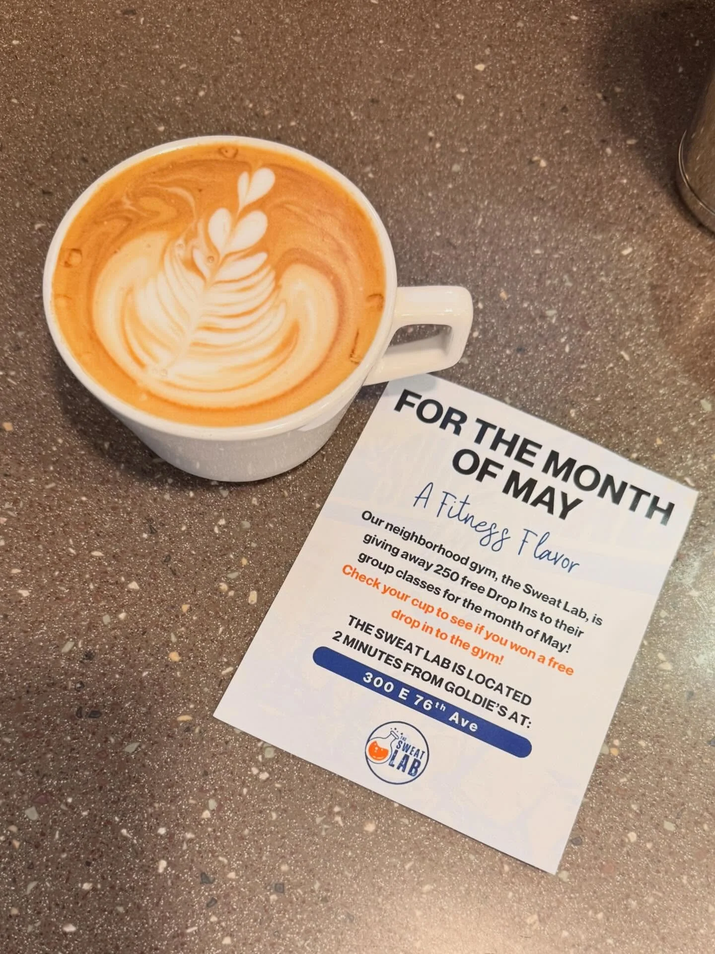 Maybe you&rsquo;ve recently noticed a sticker on your cup&hellip;
This month we are serving up 250 coffees that our give you the opportunity to drop in to a group class @thesweatlabak 💪🏋️ The Sweat Lab is located just around the corner from us and 