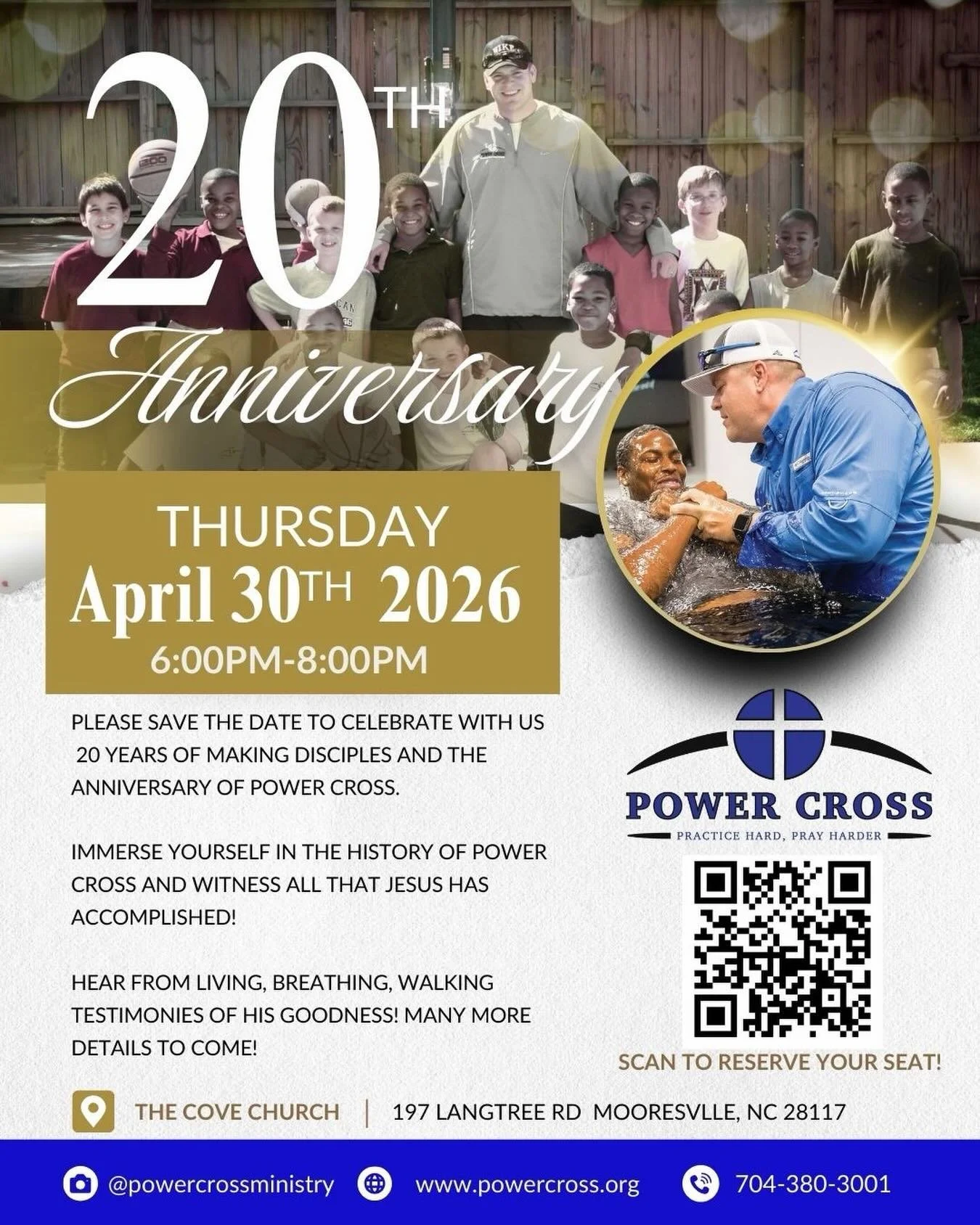 Mark your calendars!!
April 30th we celebrate 20 years of Power Cross🎉🥳
We just want to thank everyone who has played a roll in helping us hit this huge milestone!! 

Scan our QR code RSVP your spot on the night of. You really don&rsquo;t want to m