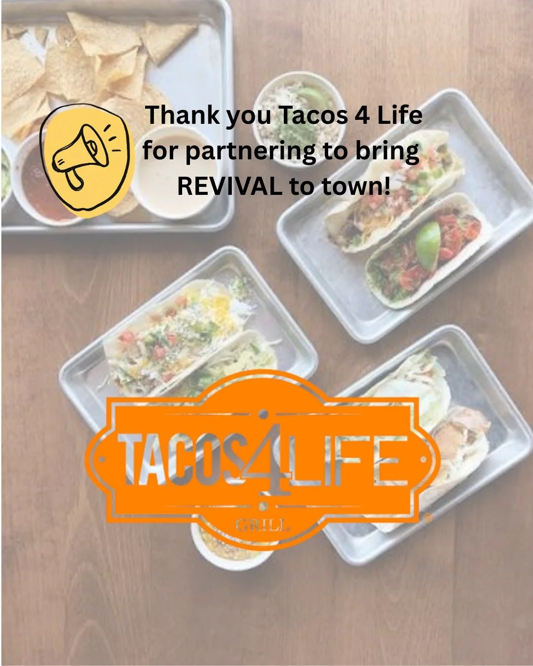 A huge shoutout to @t4l_mooresville for investing in REVIVAL! Thank you for fueling our community with the most incredible tacos and a heart that beats for serving and building a brighter tomorrow! 💫

The Community Revival is coming soon! We have gr