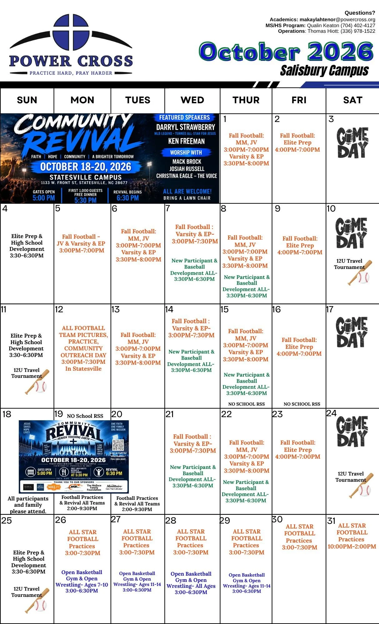 October Campus Calendars are ready to go! Make sure you grab your participant calendar on campus soon.