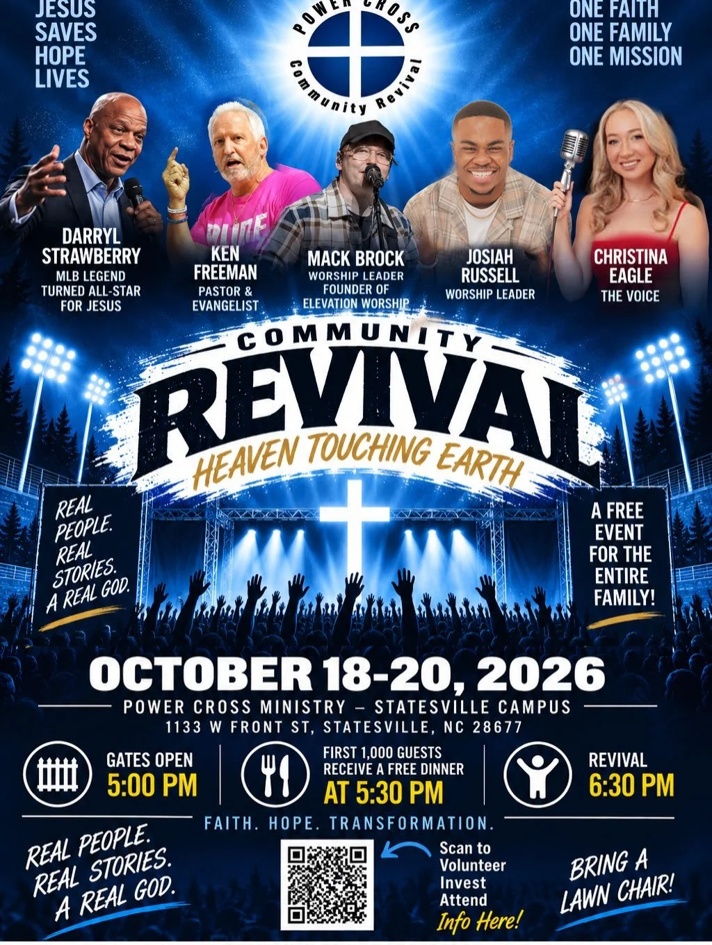 THE REVIVAL STARTS TONIGHT!
Bring a lawn chair, bing a friend and join us at Power Cross tonight!!

1133W Front St
Statesville, NC 28677

Gates Open at 5PM!