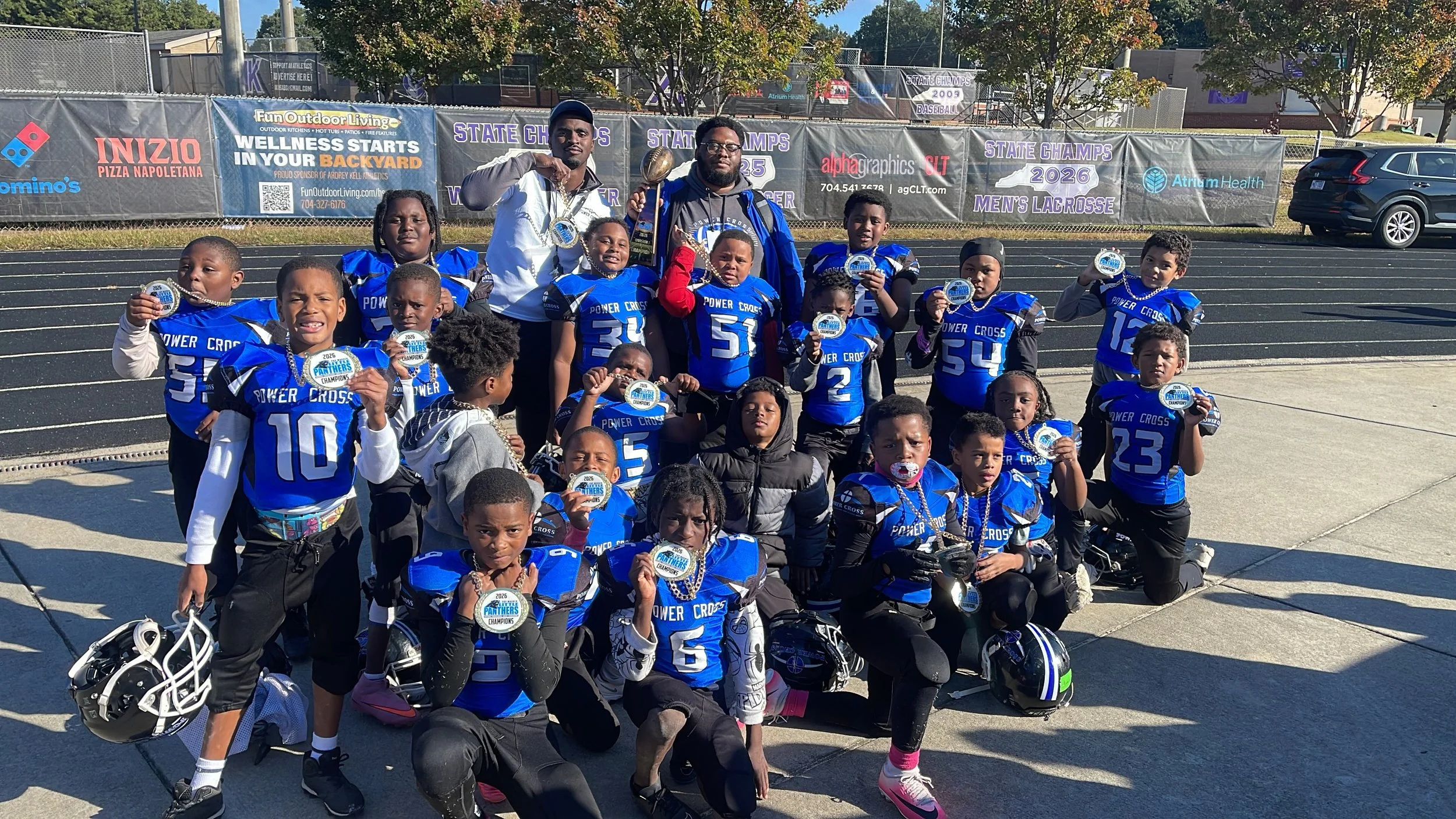 Congratulations to the PC 8U Statesville Players, Coaches and fans for bringing home the Pop Warner Greater Charlotte Championship today!!! 25-0 Win to finish the league season. Now onto the AllStar season.