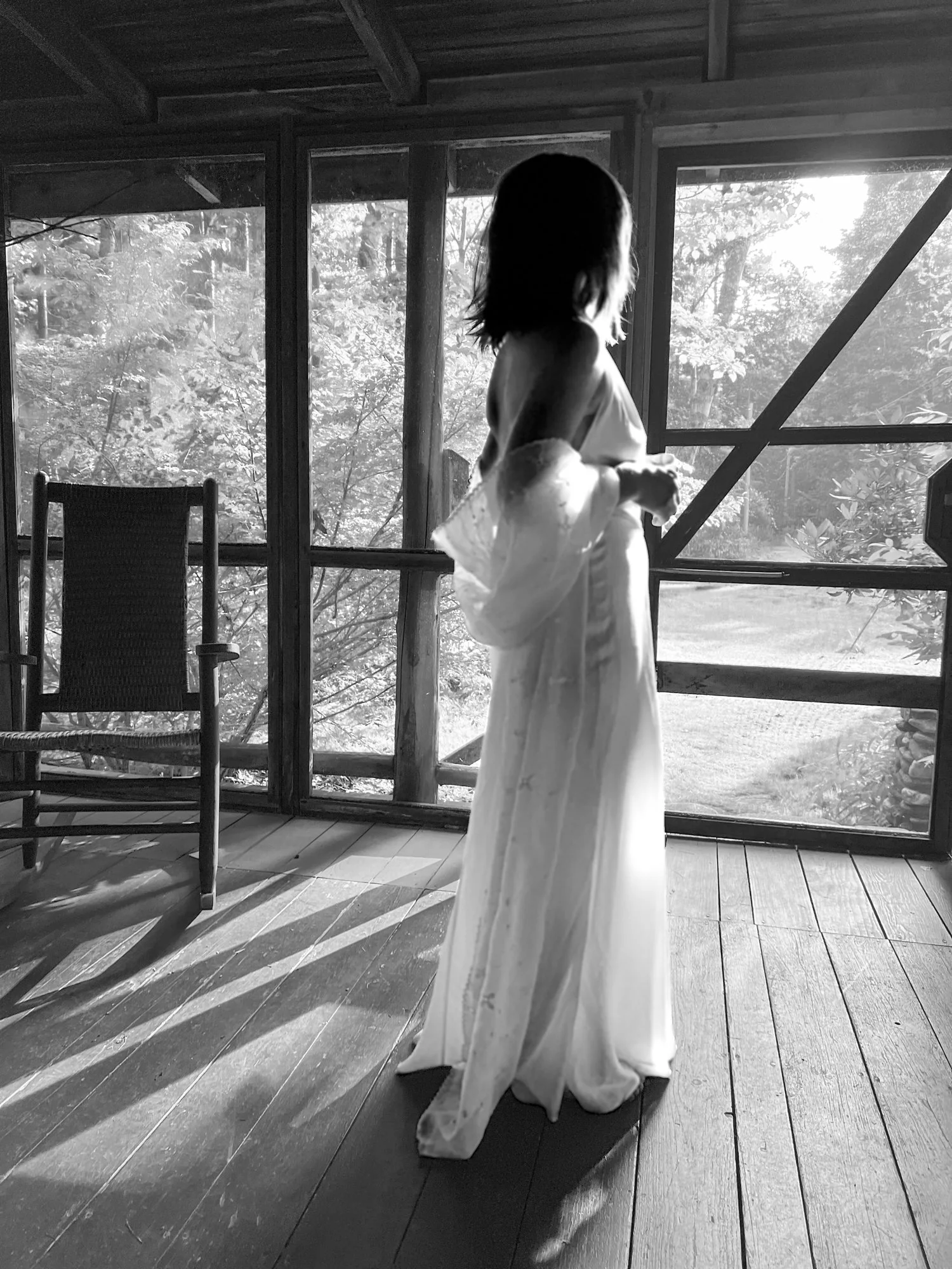 Judy on porch BW.jpg