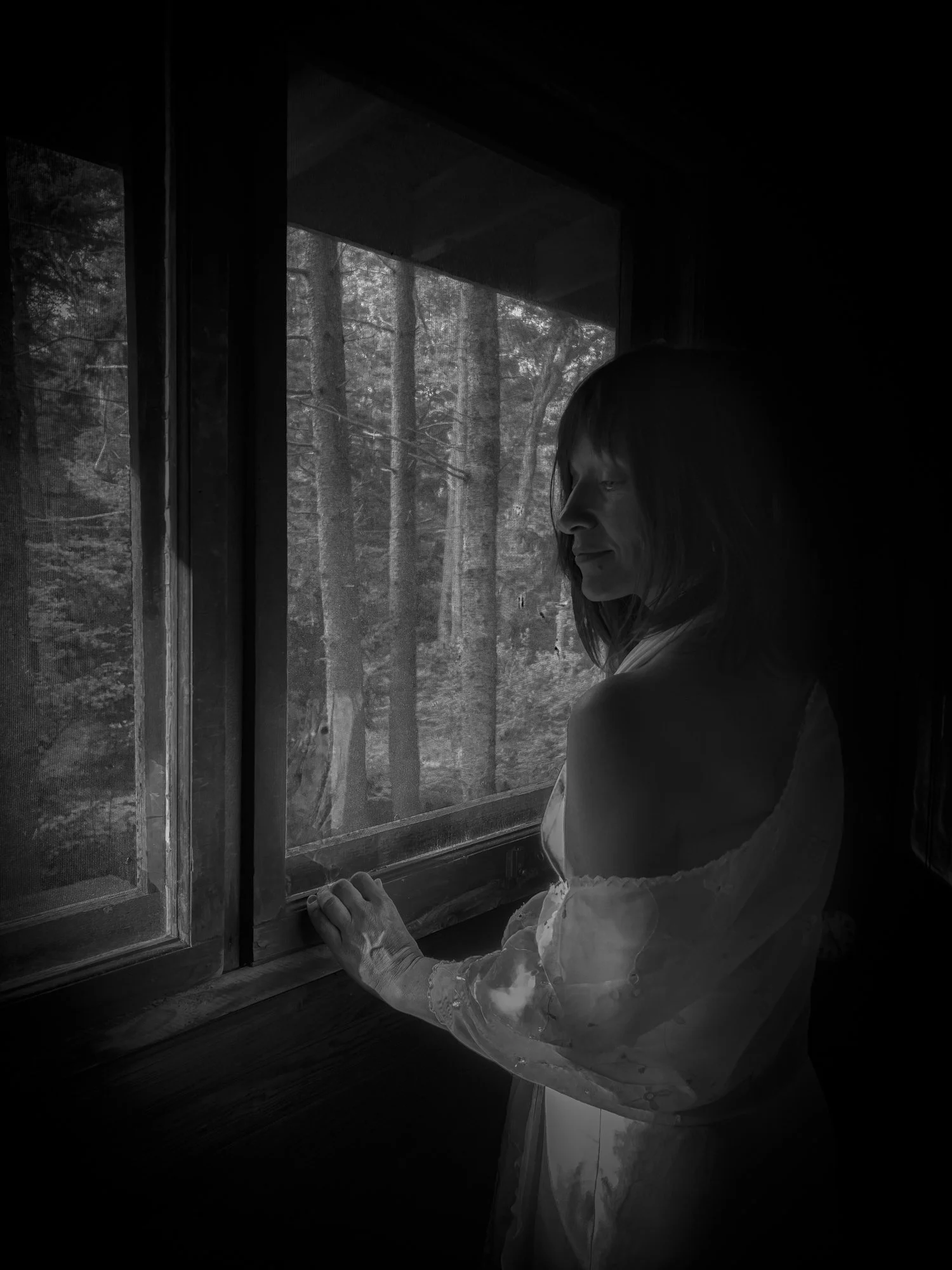 Judy at window BW.jpg