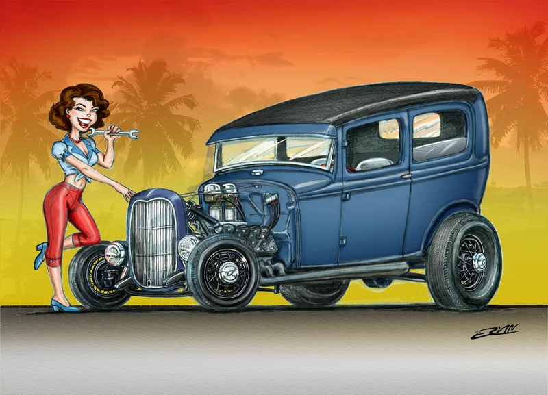 Doc’s Sedan (11x14-007) 11 x 14” includes white framing border ( three left)