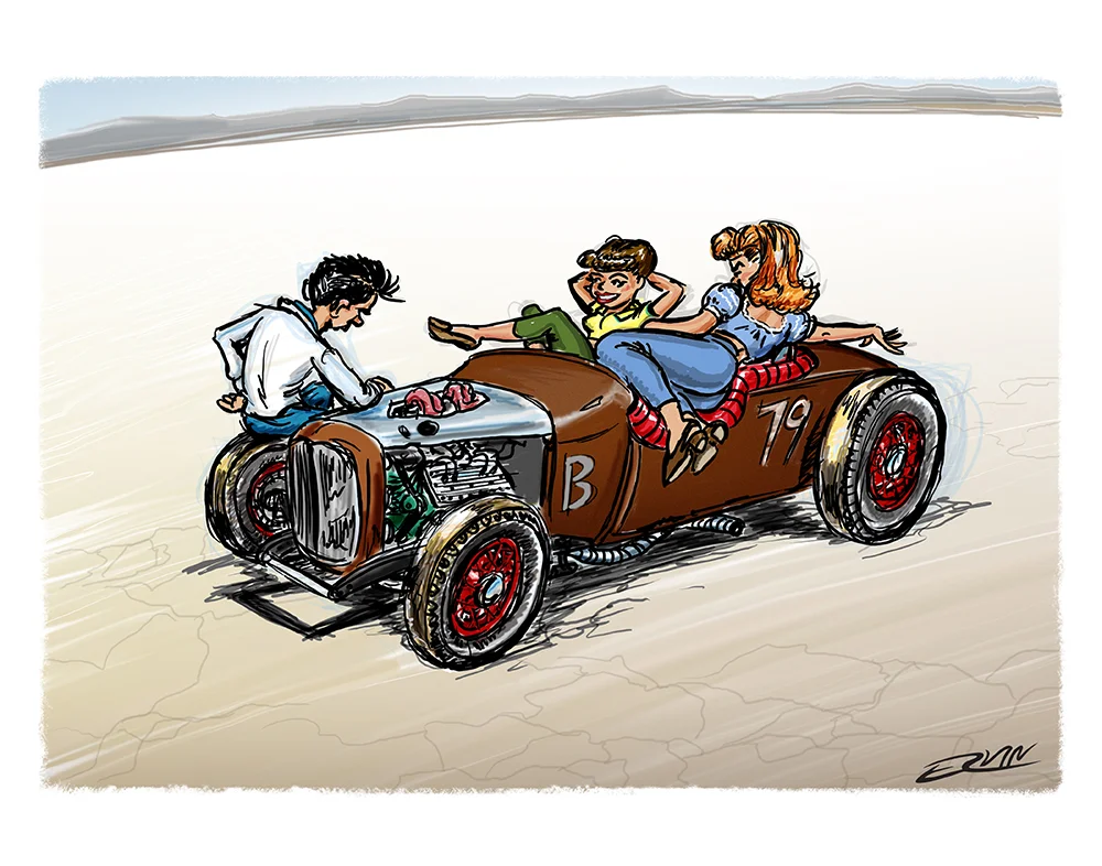 A Roadster: El Mirage c1948 (11x14-011) 11 x 14” includes white framing border ( seven left)