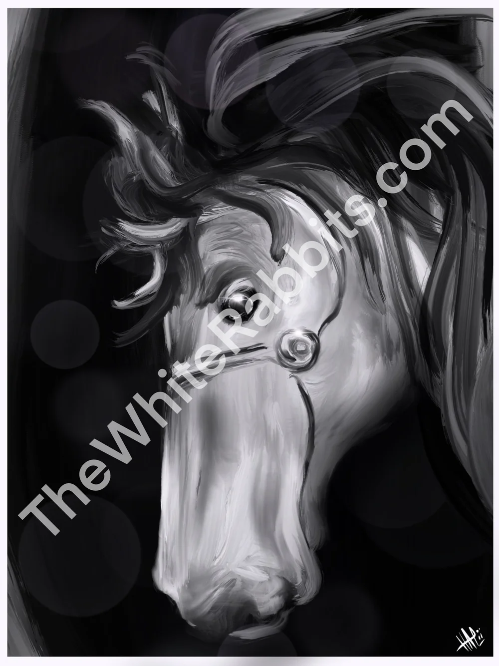 A Horse named The Dip digital artwork on a black background