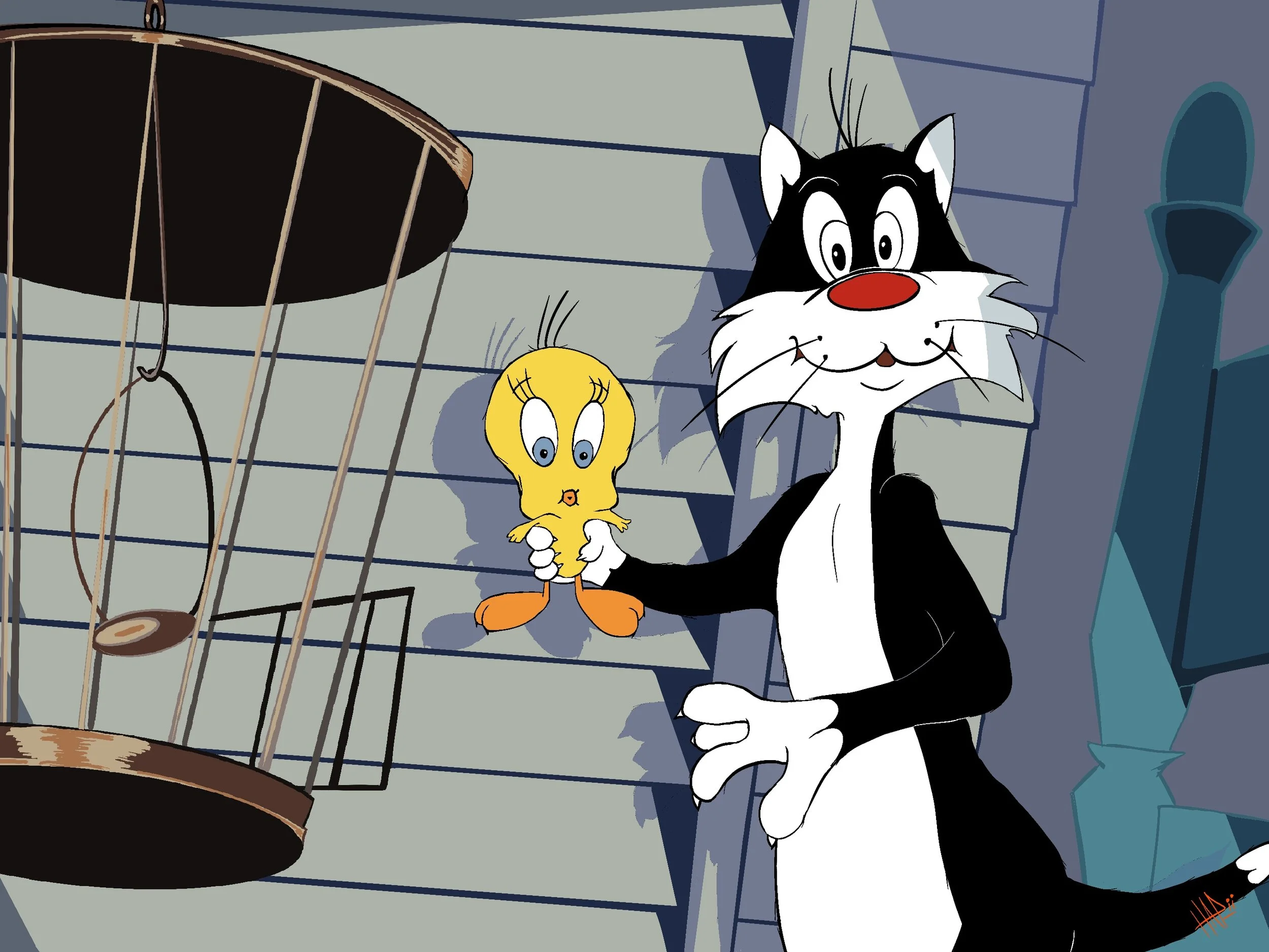 Birds- Anonymous - Sylvester and Tweety 24 x 32 Glossy Paper Print