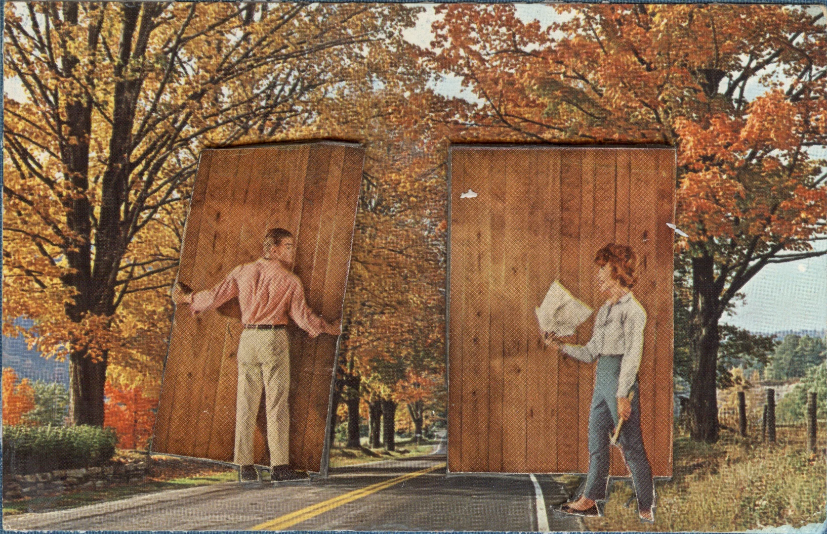 Wood Paneling, Vintage Postcard Re-Imagined
