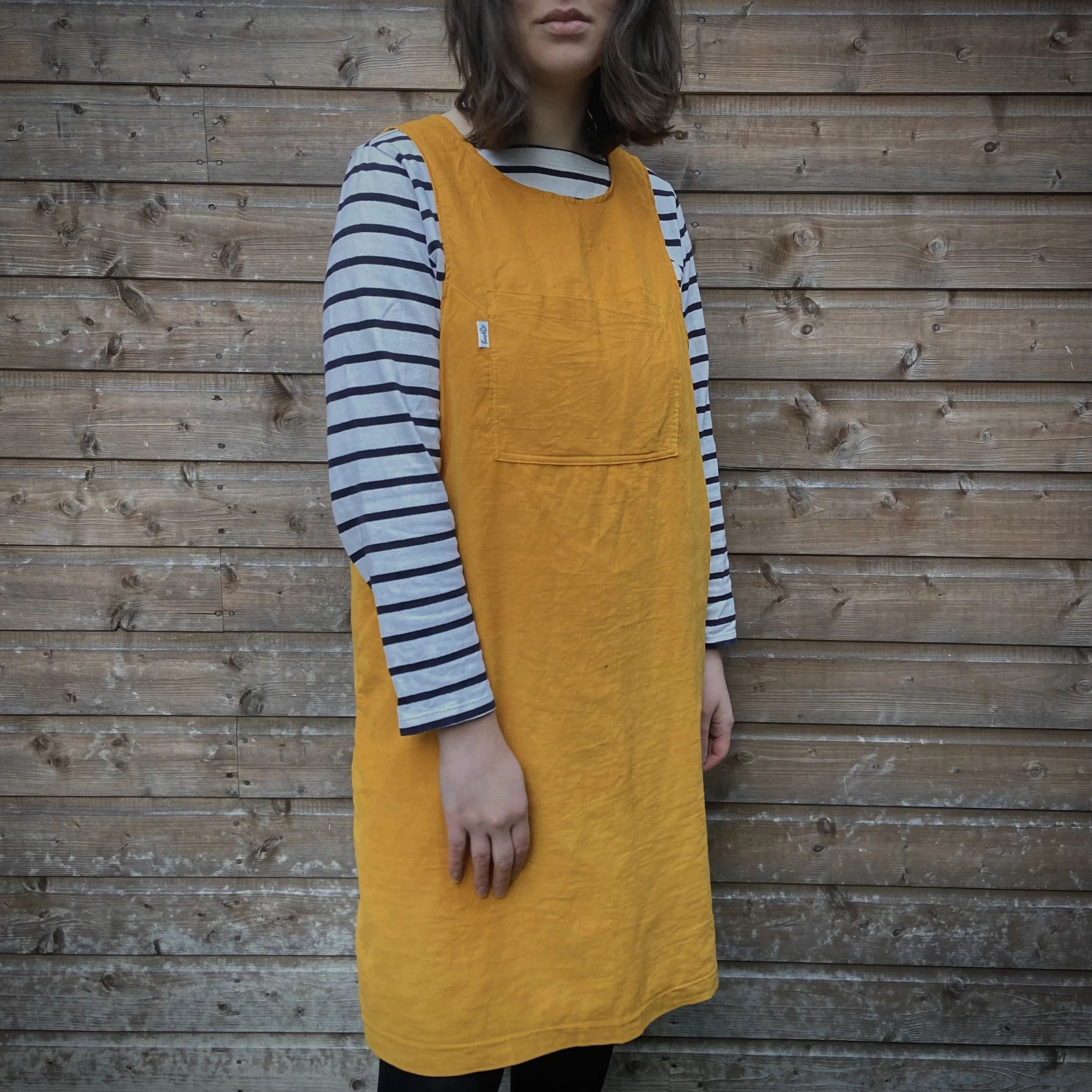 mustard pinafore dress