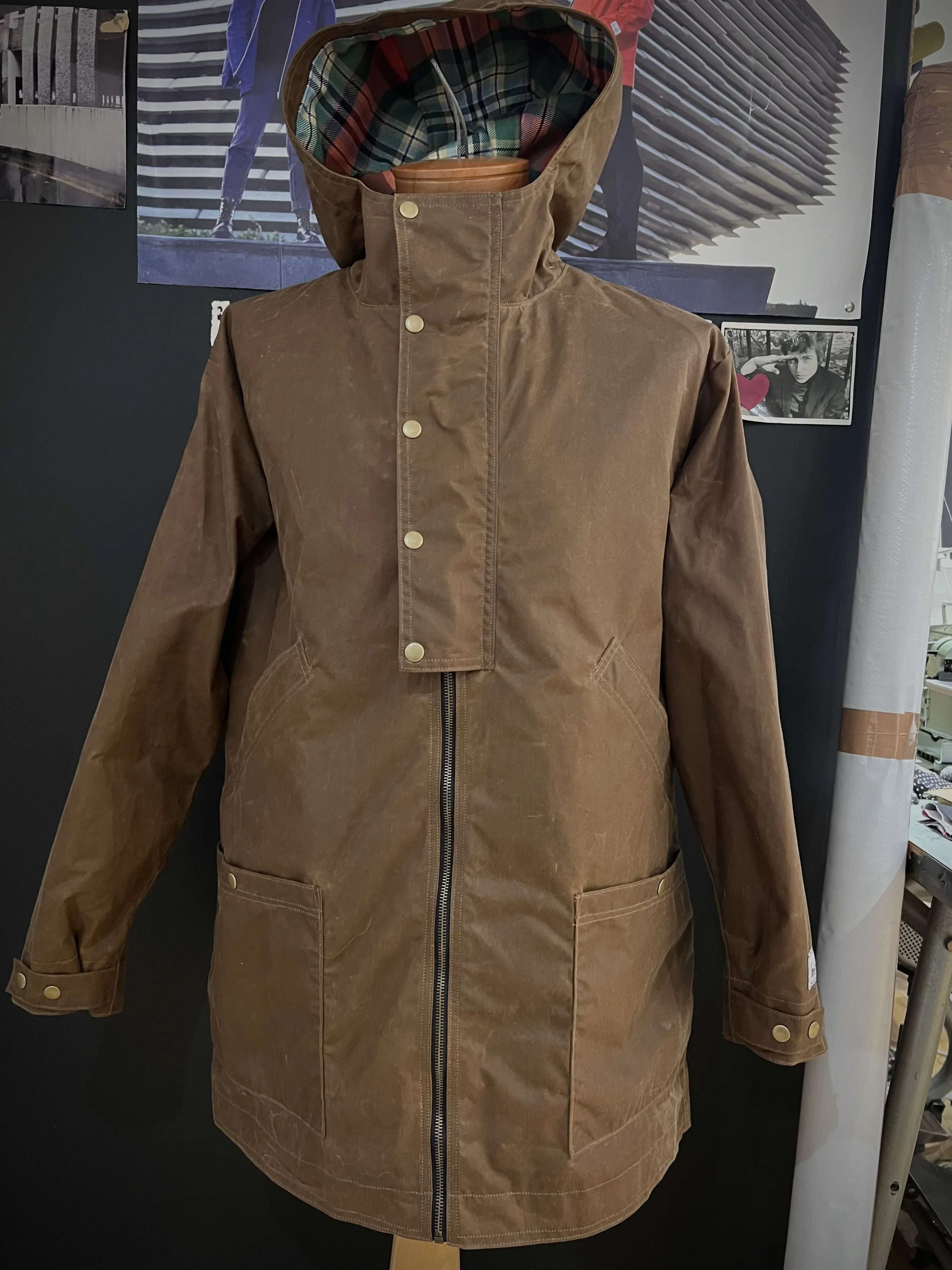 MADE TO ORDER // Tan Waxed Cotton Parka with Dundee Tartan Hood 