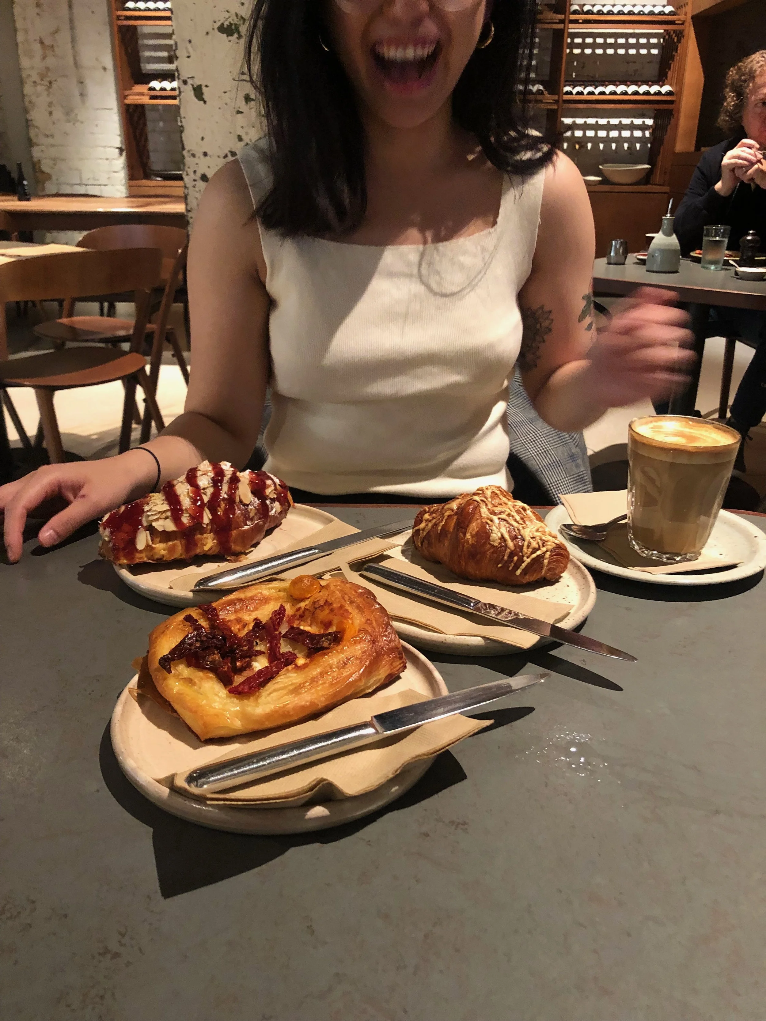 “take a pic of me and all the food please”