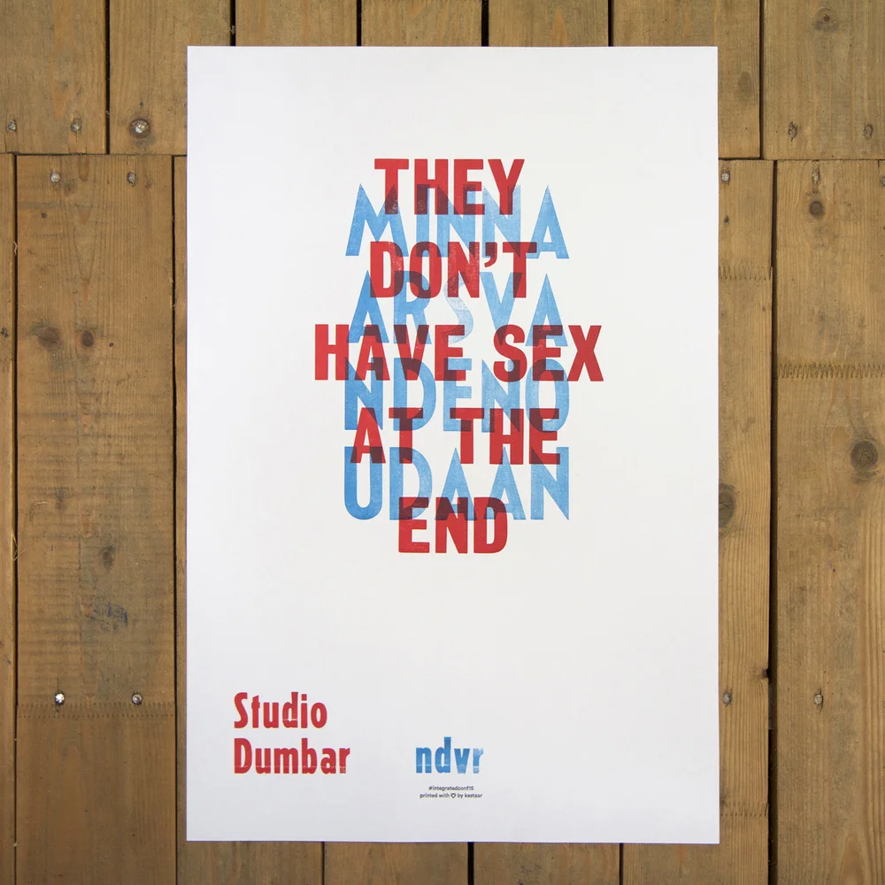 ndvr vs. Studio Dumbar (Minnaars van den Oudaan = Lovers of the Oudaan, a famous building by Renaat Braem in Antwerp city)