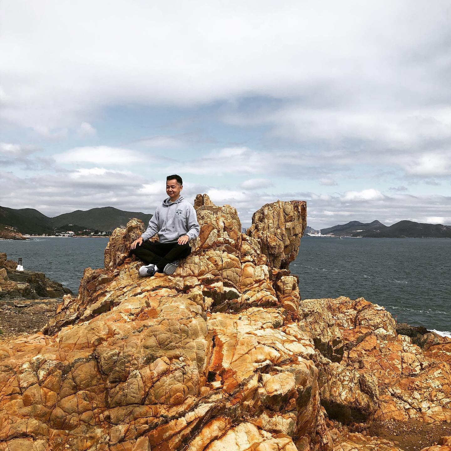 Taking a moment to reconnect to the Earth. It&rsquo;s easy to forget that Hong Kong was once a font of volcanic activity and the rocks bear witness to the massive stresses that formed them. Quieting the mind and absorbing into land reminds us that th
