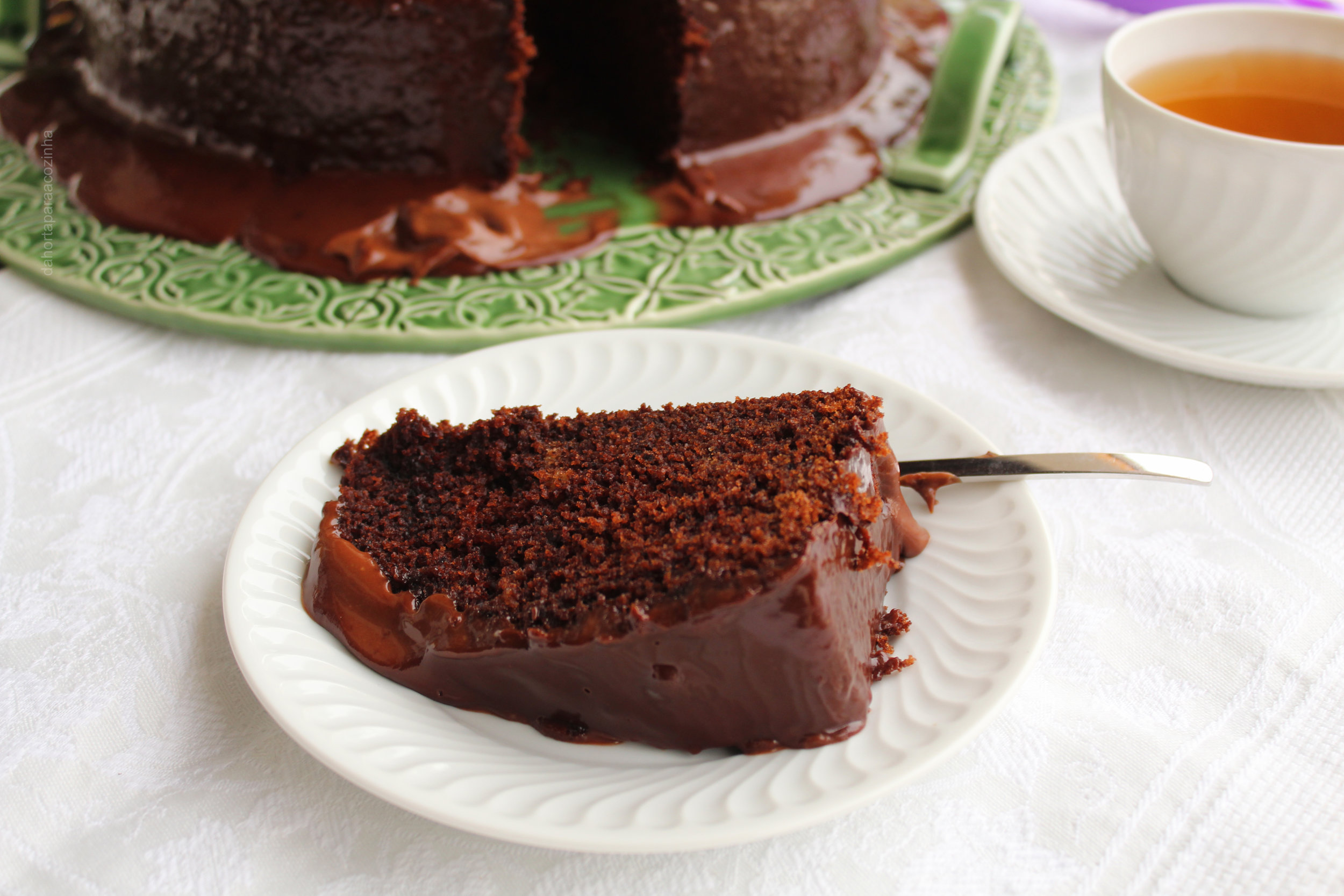 Bolo de Cacau e Café com ganache 