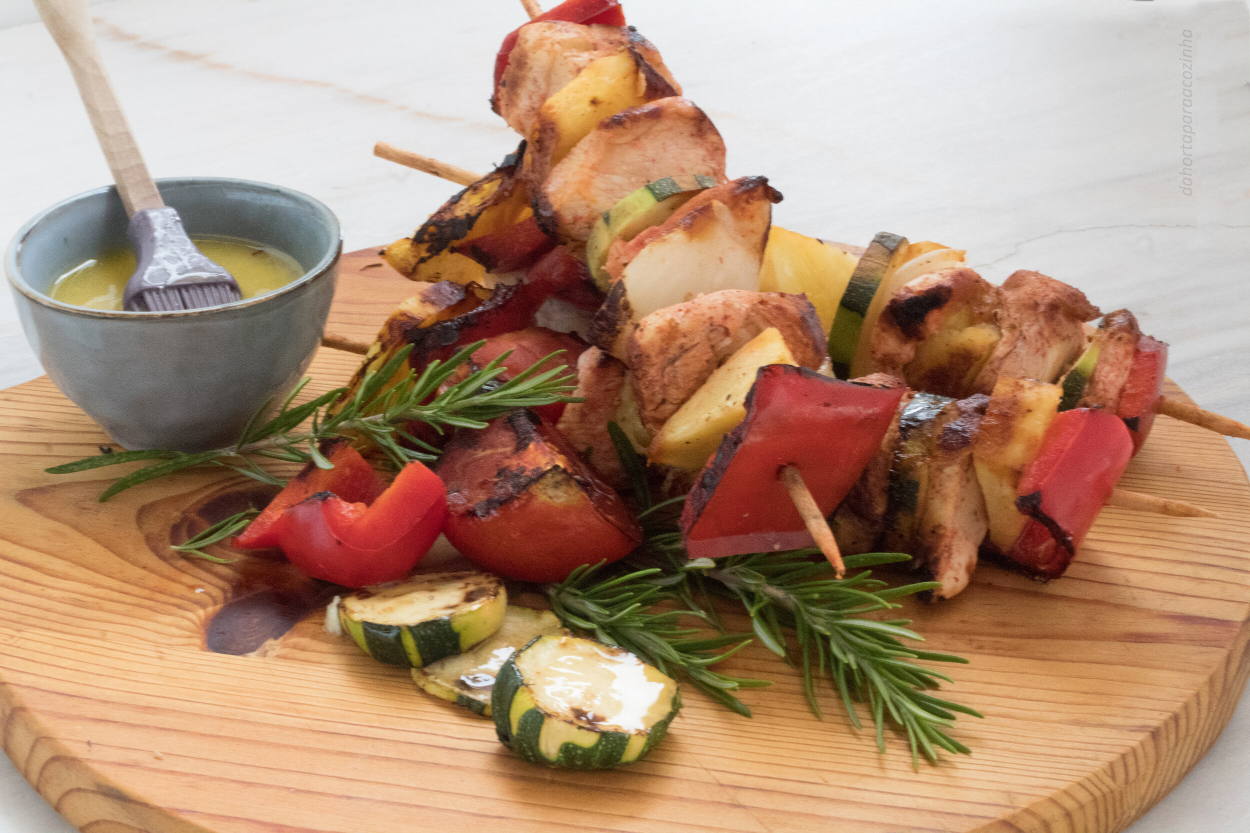 Espetadas de frango com Legumes grelhados