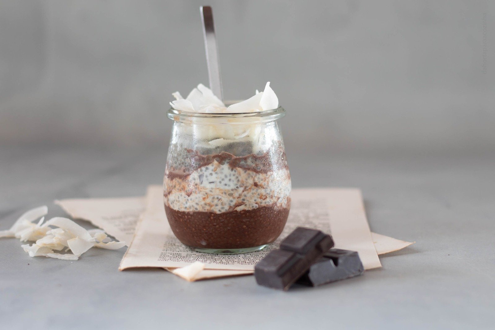 Pudim de Chia, Cacau e Coco