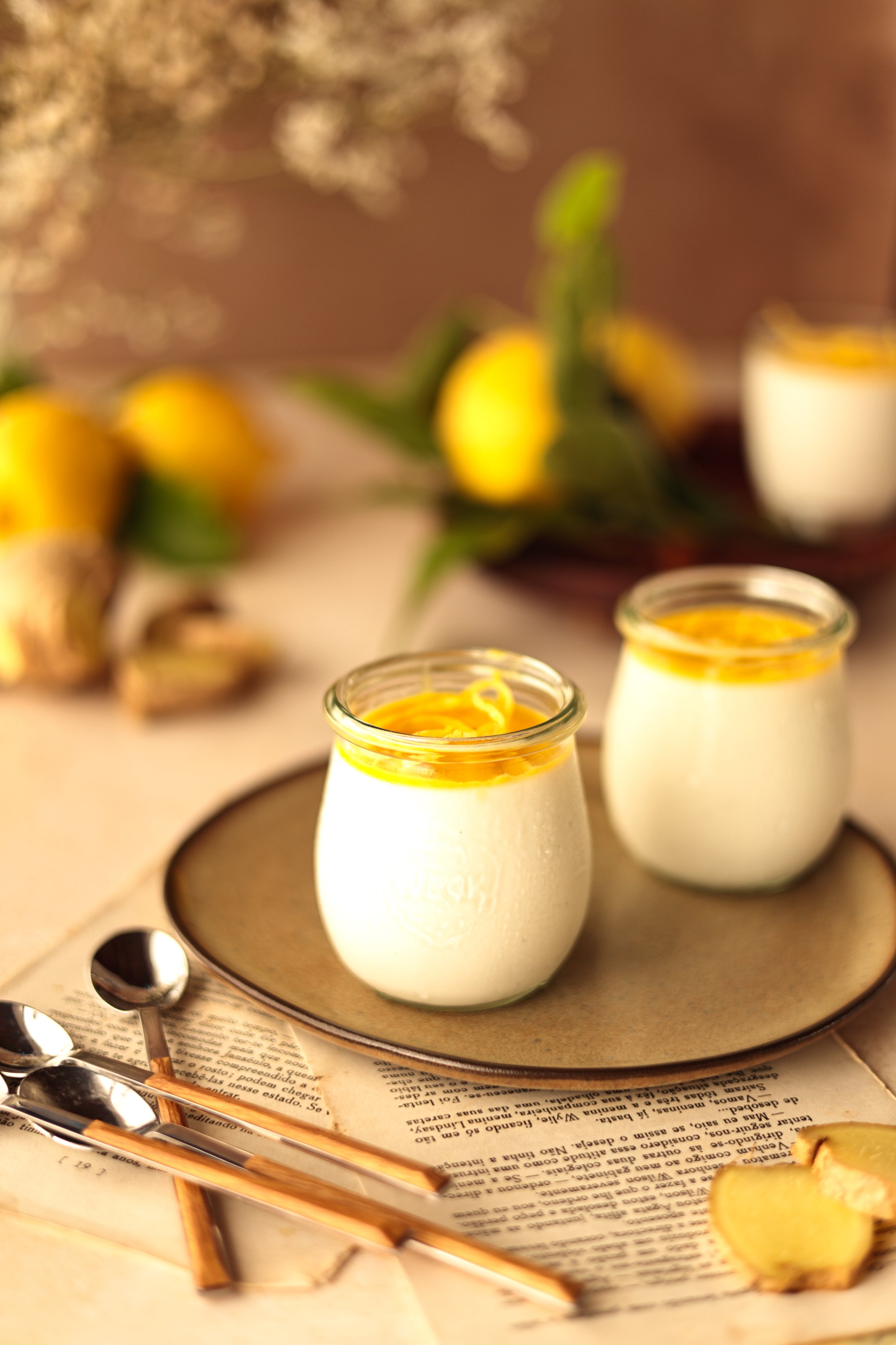 Pannacotta de Gengibre e Leite de Coco