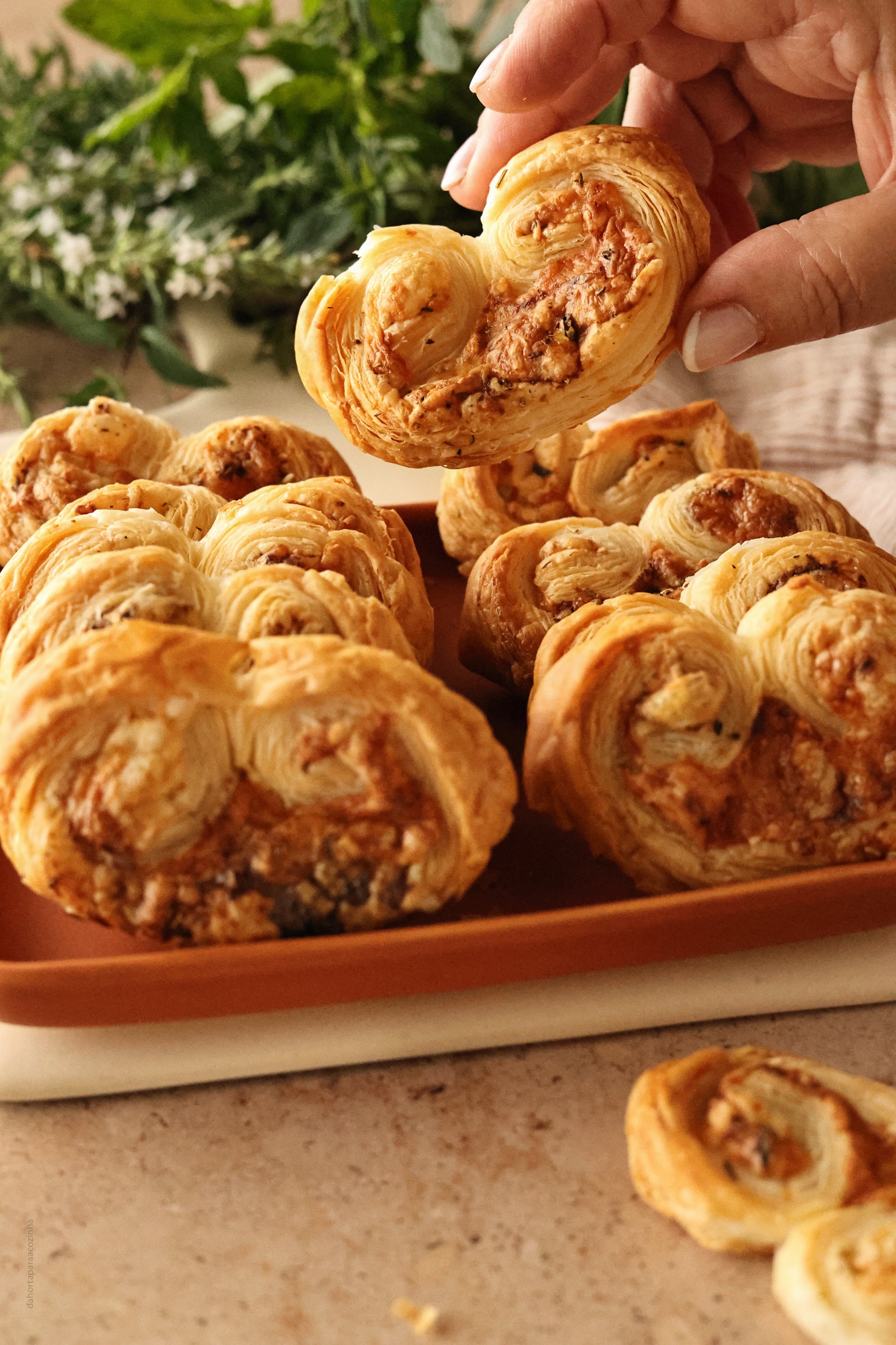 Palmiers de Queijo e Ervas
