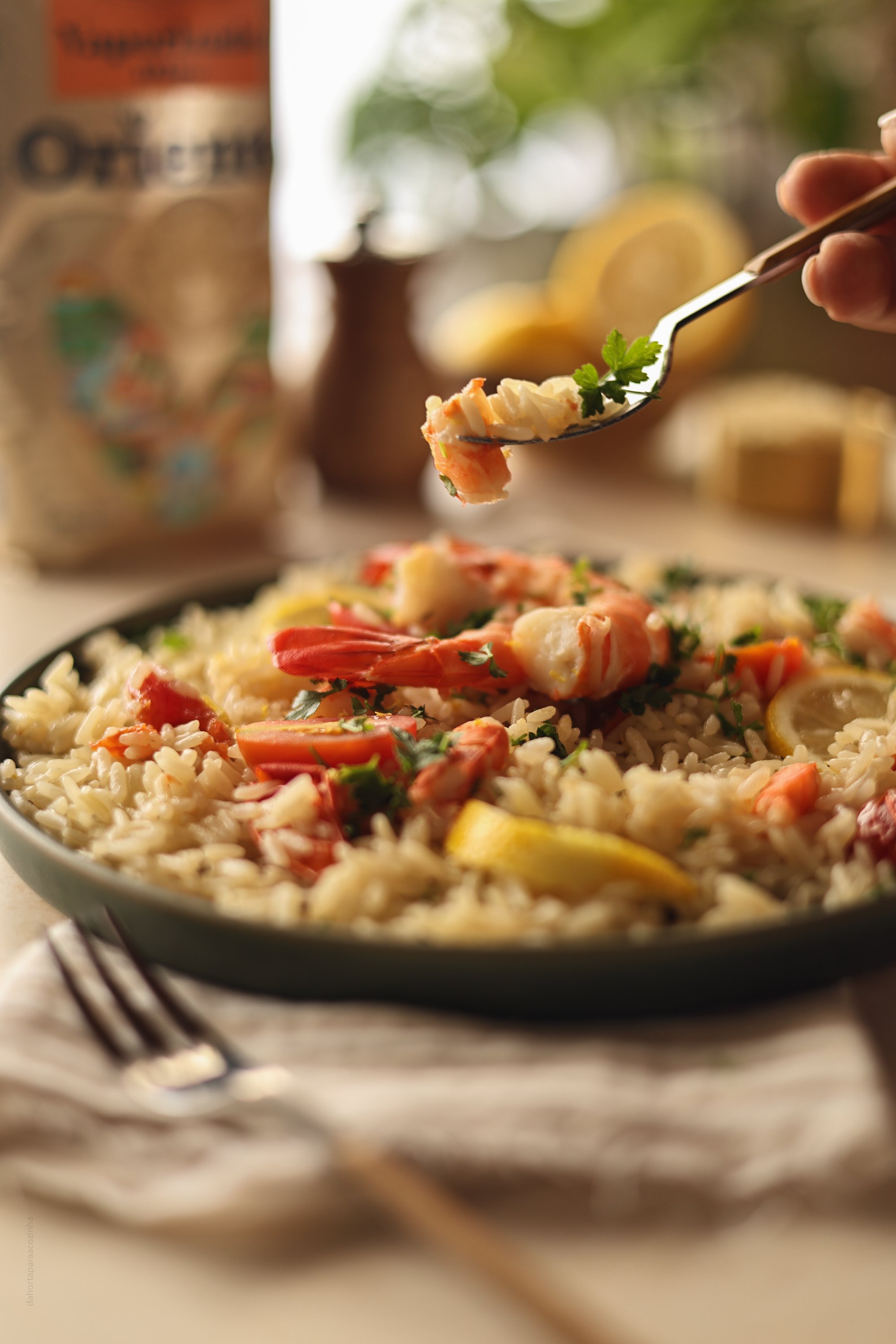 Arroz Vaporizado de Limão com Camarão