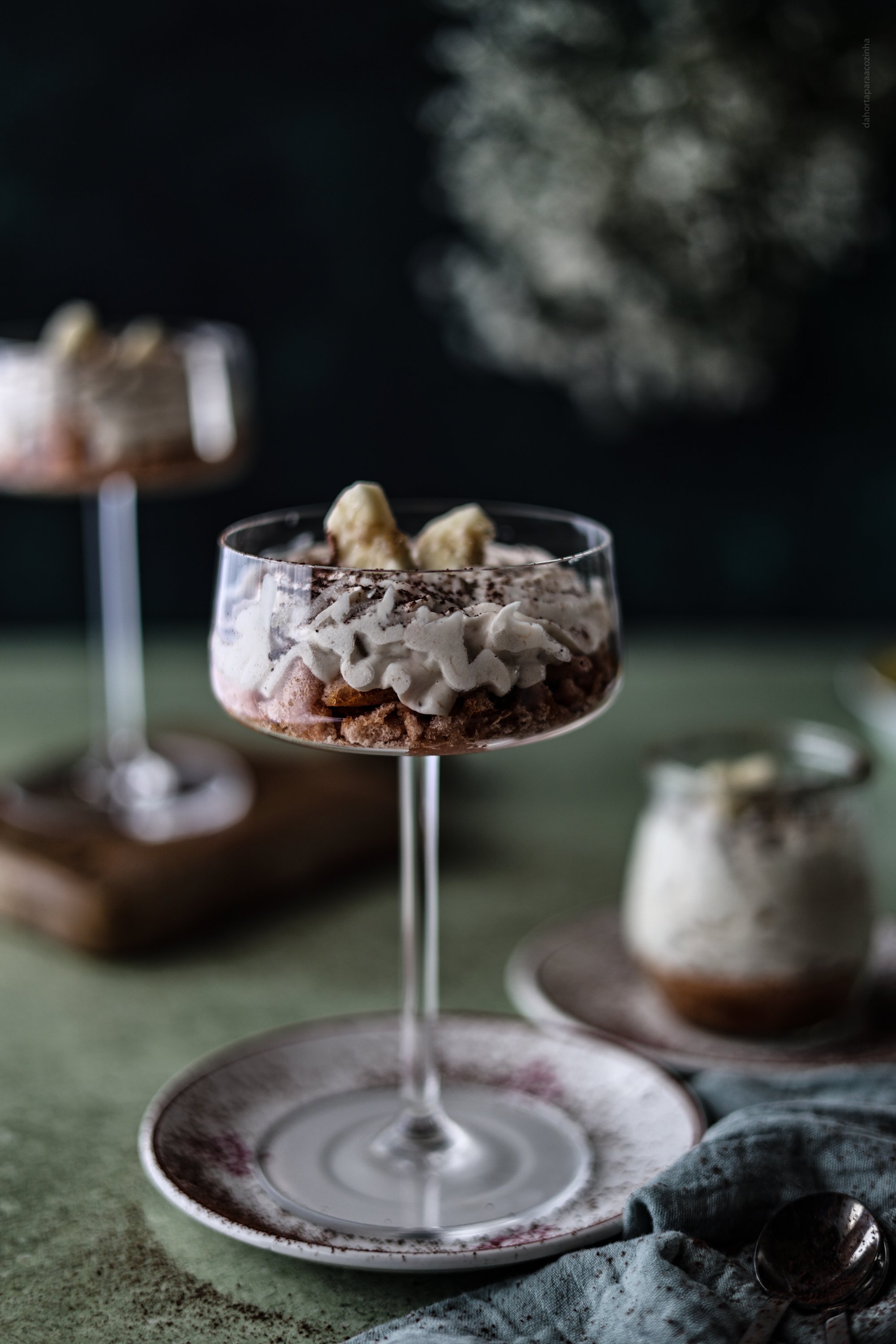 Mousse de banana e mascarpone com rum