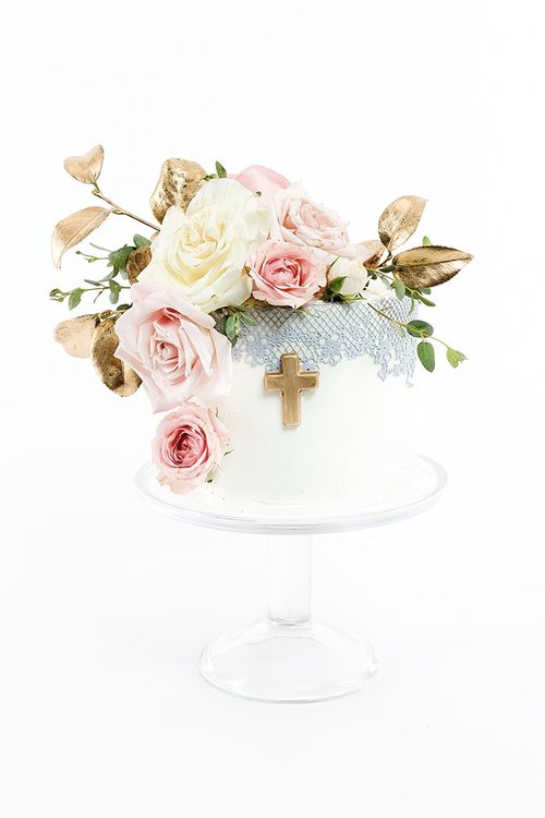 Metallic Brush & Flowers — RUZE CAKE HOUSE