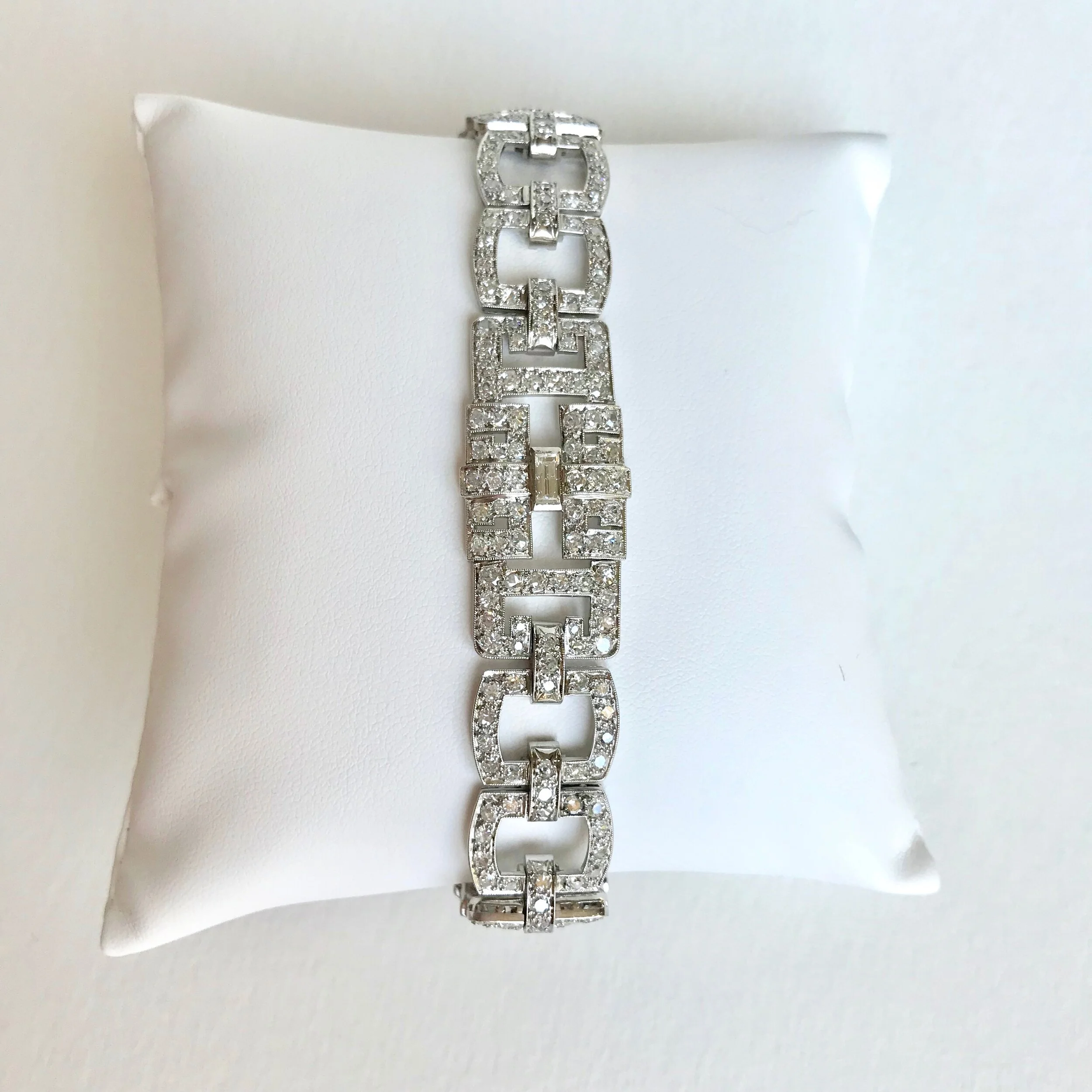 Bracelet Ancien Art Déco Années 1930/40 - Plaqué Or Avec Pierre Bleue - Longueur 17,5 Cm