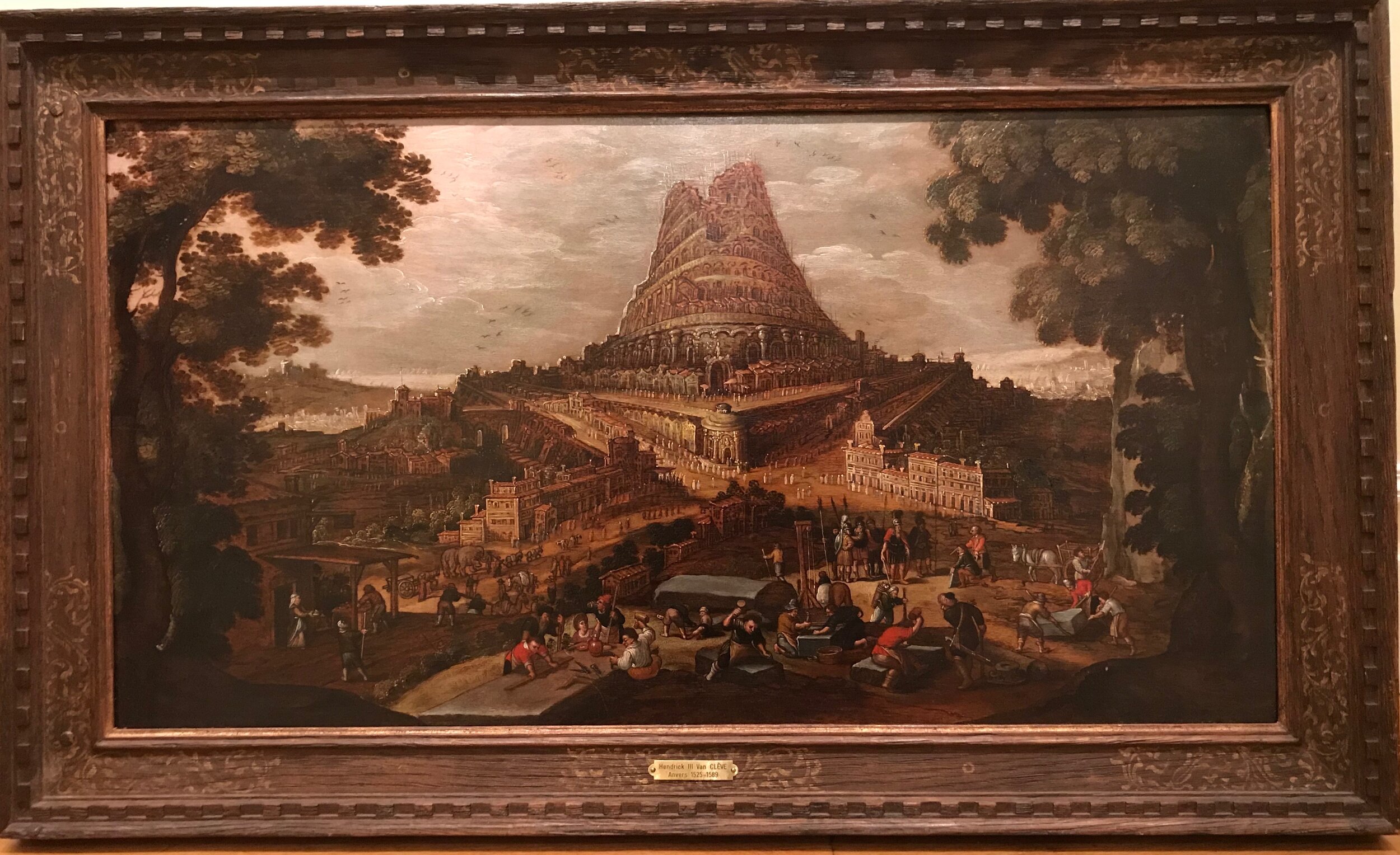Hendrick III Van CLEVE Attribué à, peintre flamand, «&nbsp;La construction de la tour de Babel&nbsp;»