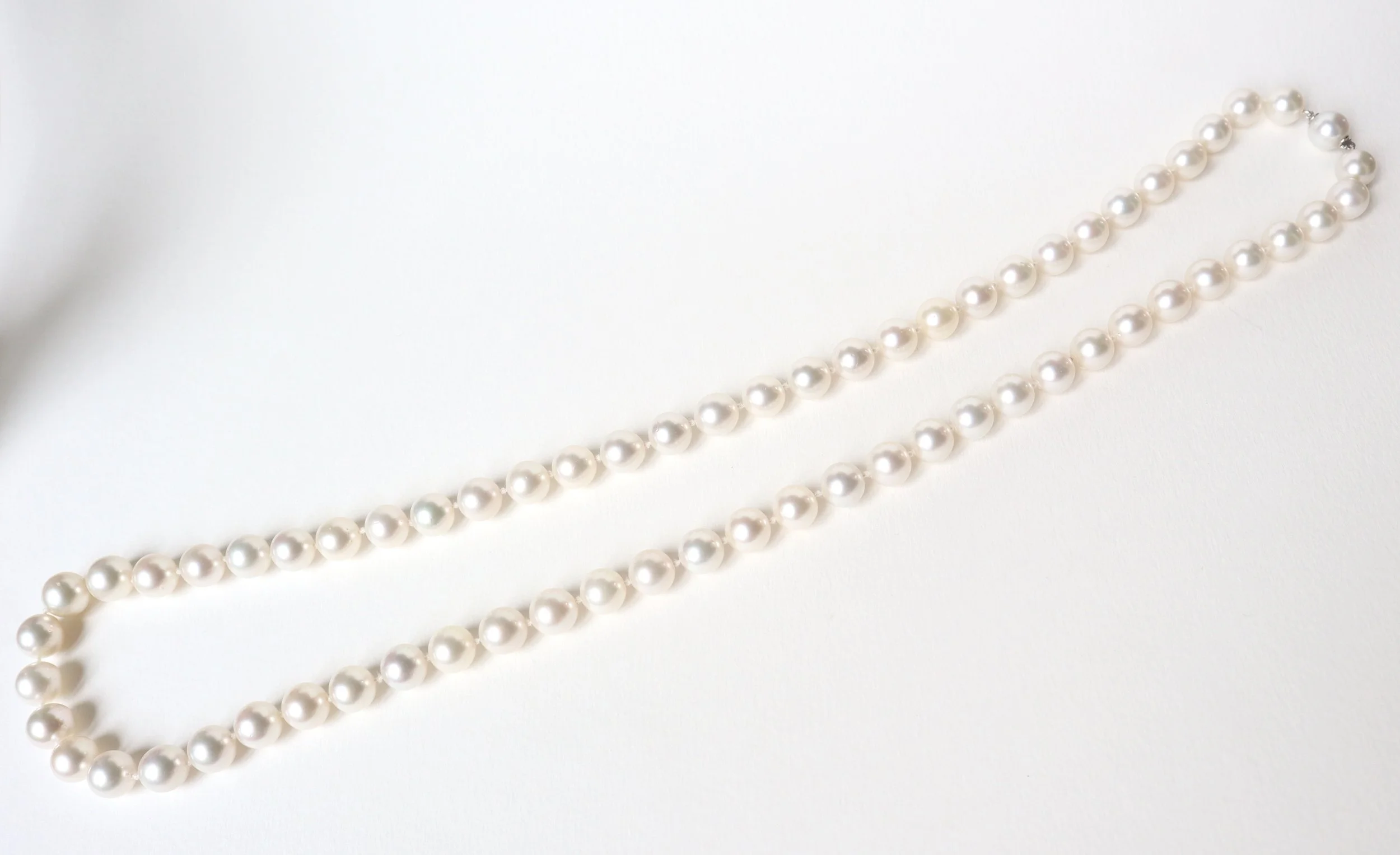 Collier Sautoir Fantaisie 150 Cm Perles Blanches - Bijou Long Style Perles, Occasion