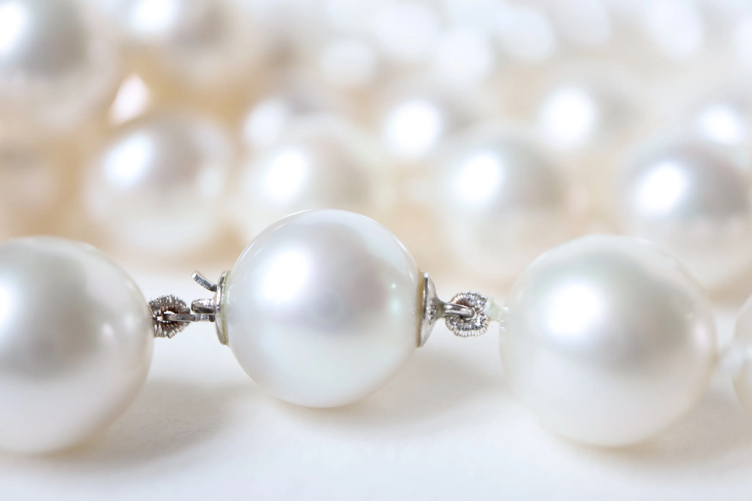 Collier Sautoir Perles Blanches Argenté Vintage - Longueur Sautoir - Bijou Ancien - Modèle 1589
